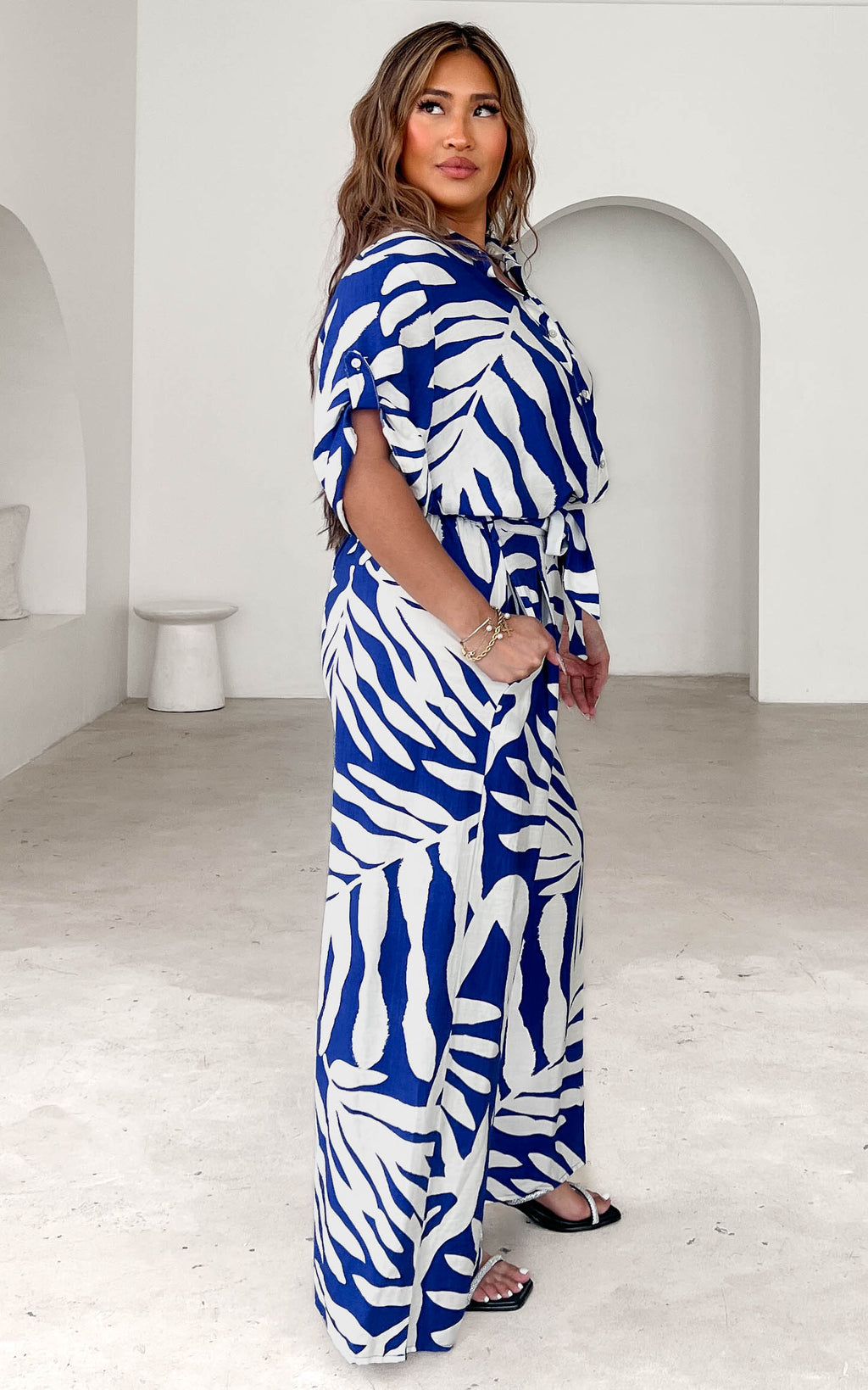 Paradise Lily Wide Leg Pants - Blue Print