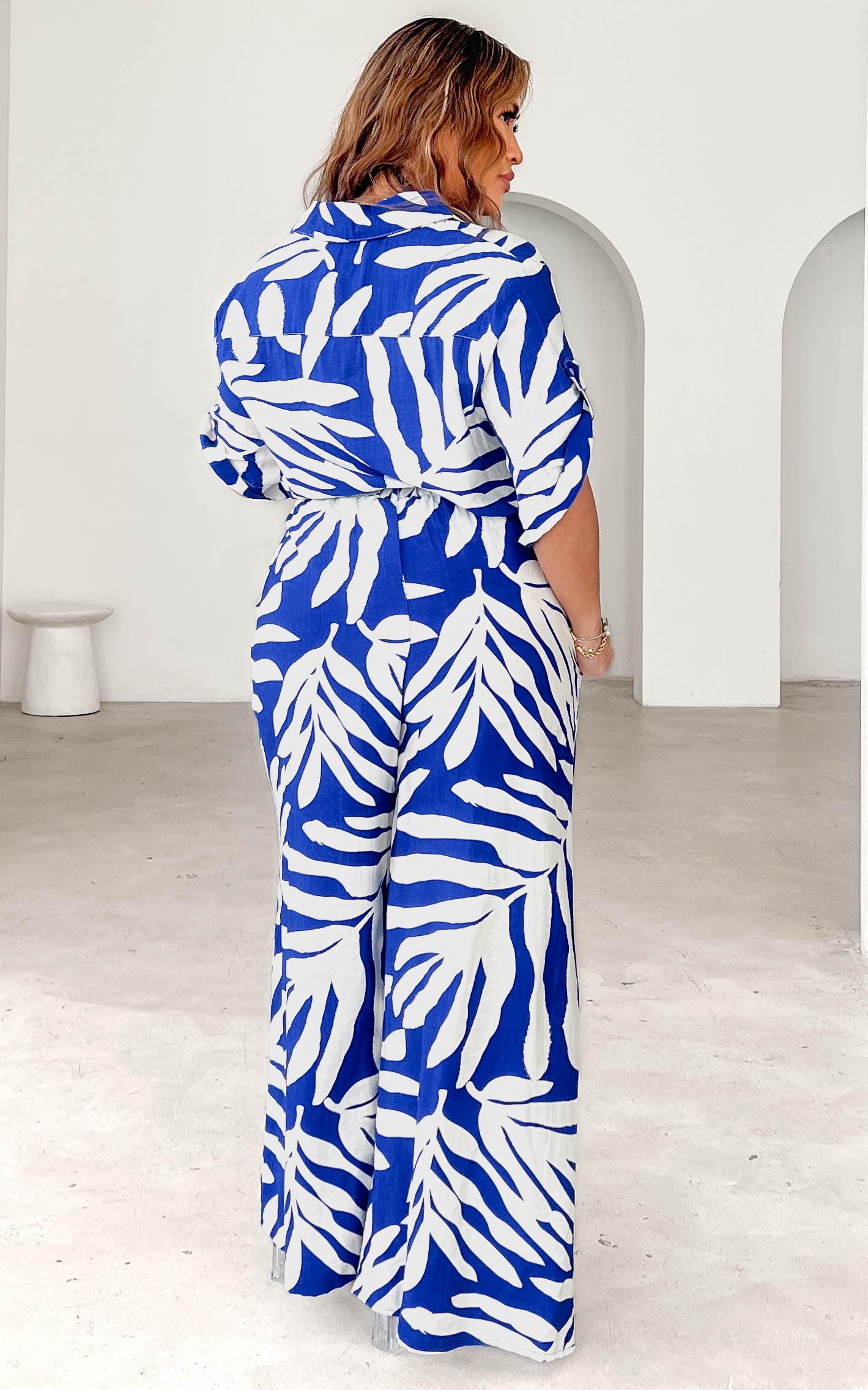 Paradise Lily Wide Leg Pants - Blue Print