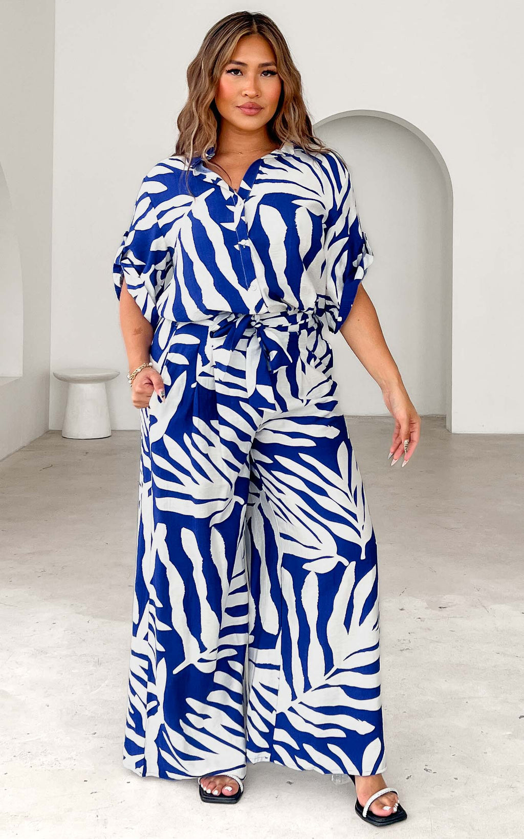 Paradise Lily Wide Leg Pants - Blue Print