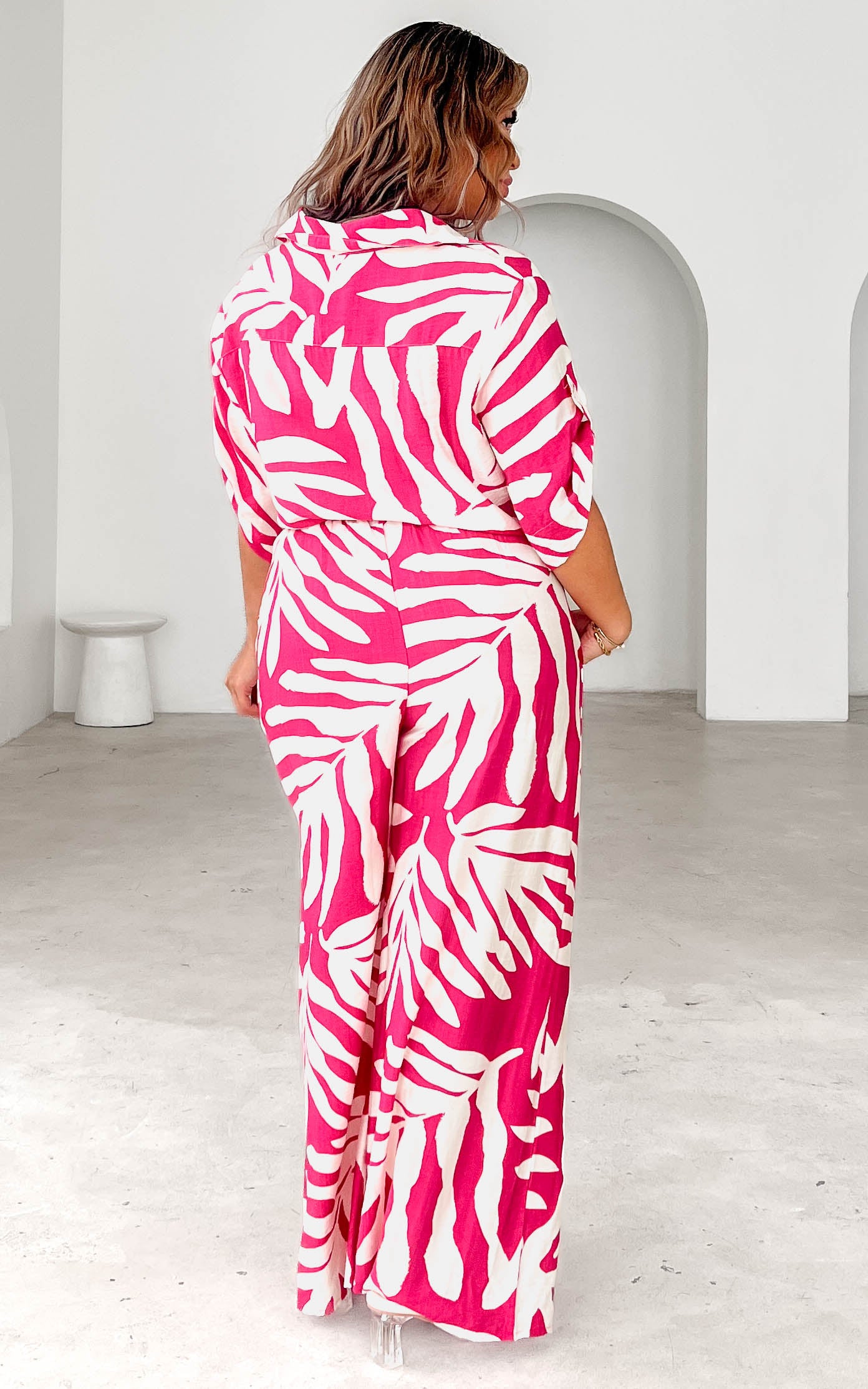 Paradise Lily Wide Leg Pants - Pink Print