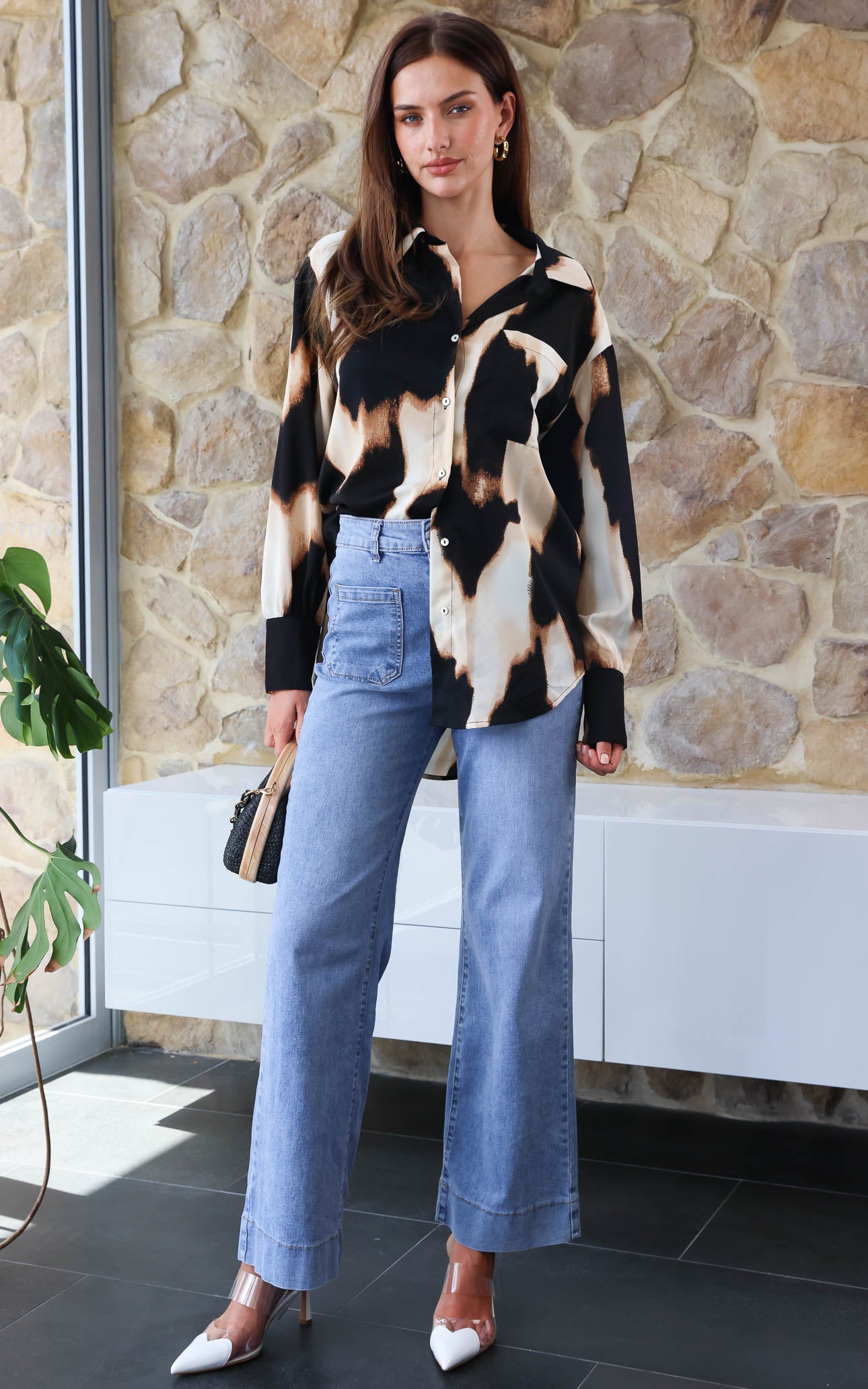 Chanmi Shirt Blouse - Big Leopard Print