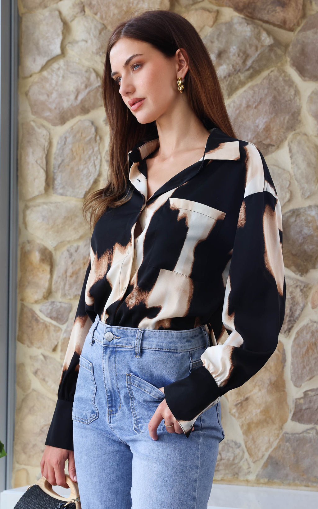 Chanmi Shirt Blouse - Big Leopard Print