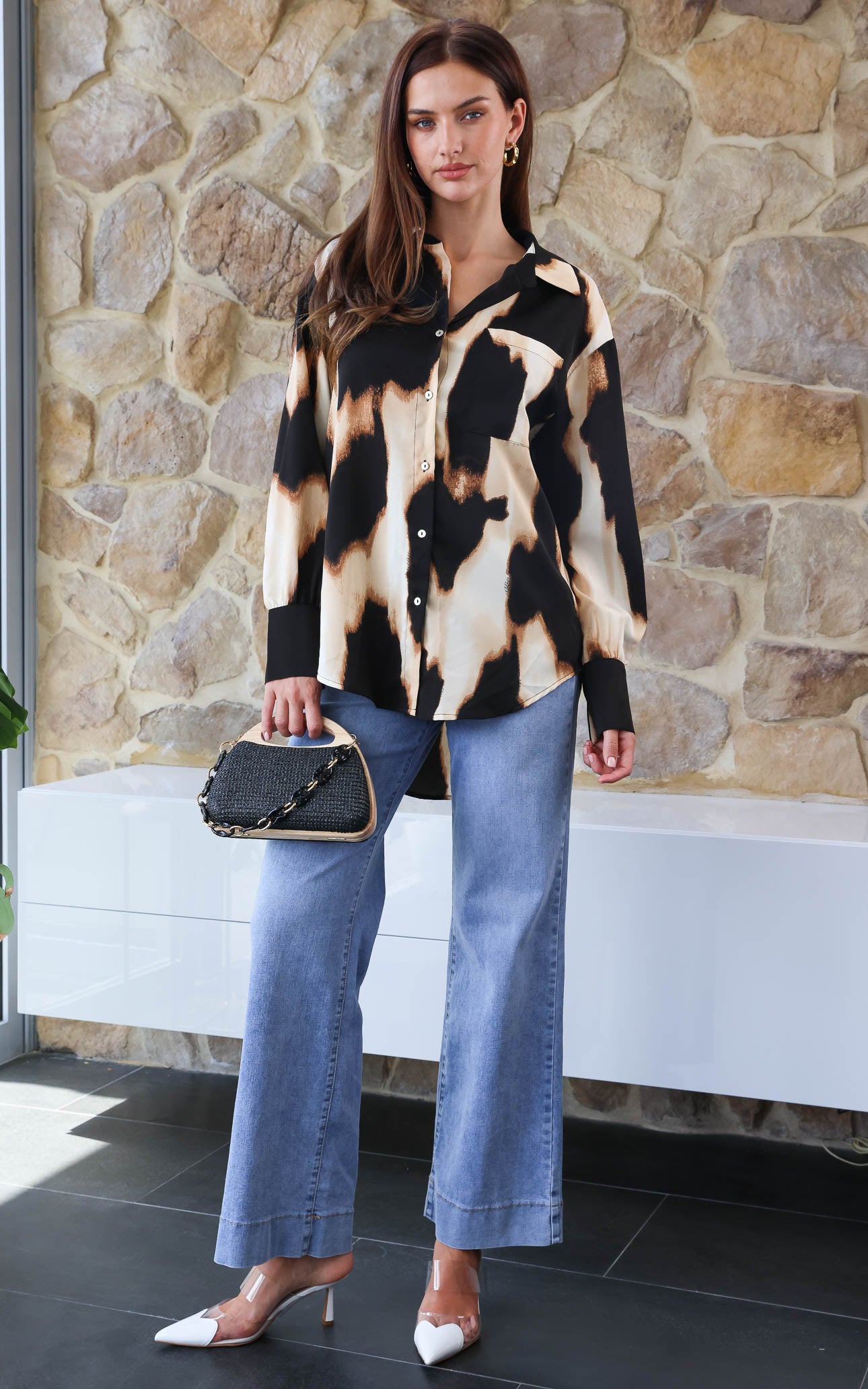 Chanmi Shirt Blouse - Big Leopard Print
