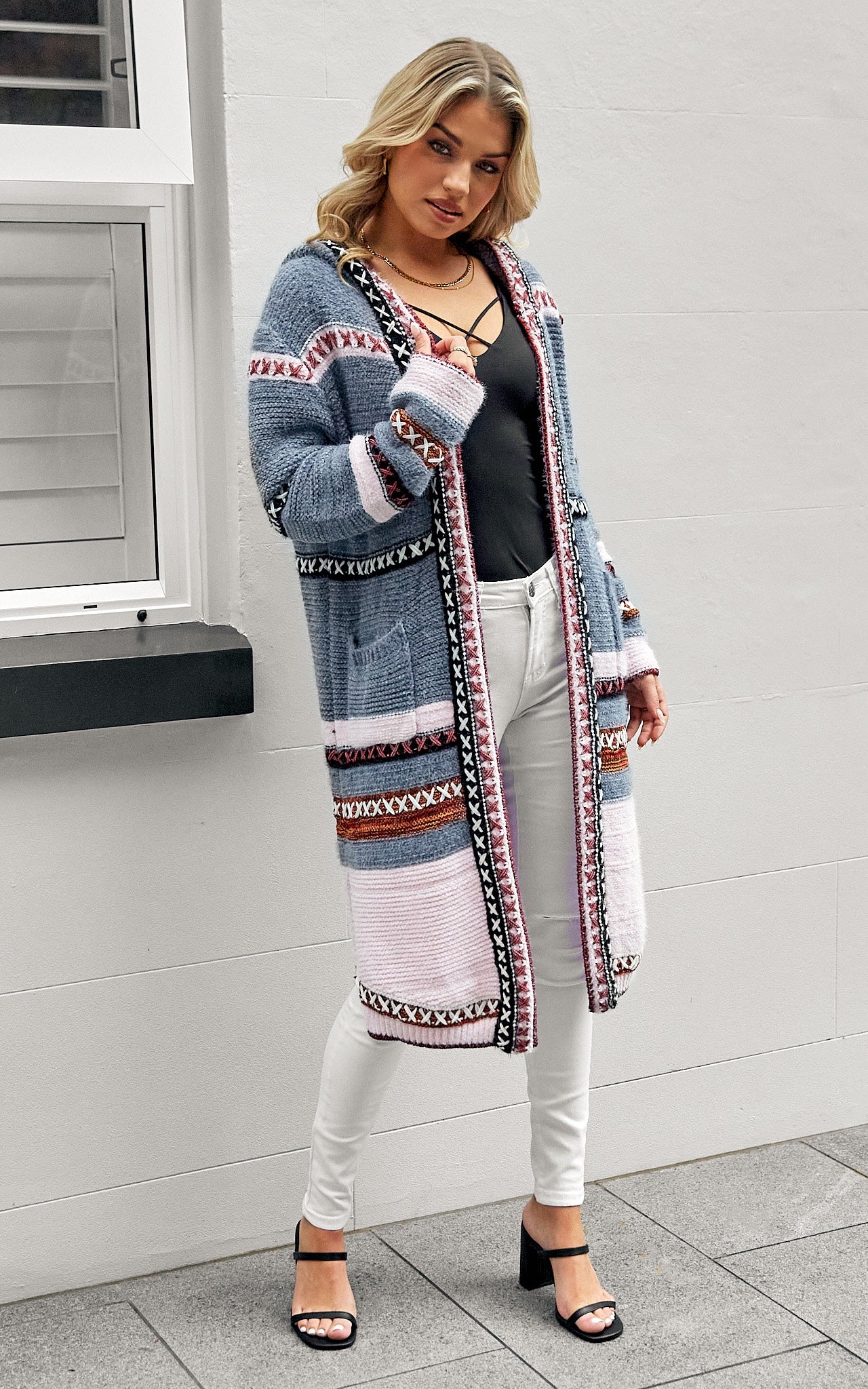 Estrella Knit Cardi - Grey Blue Blush Multi