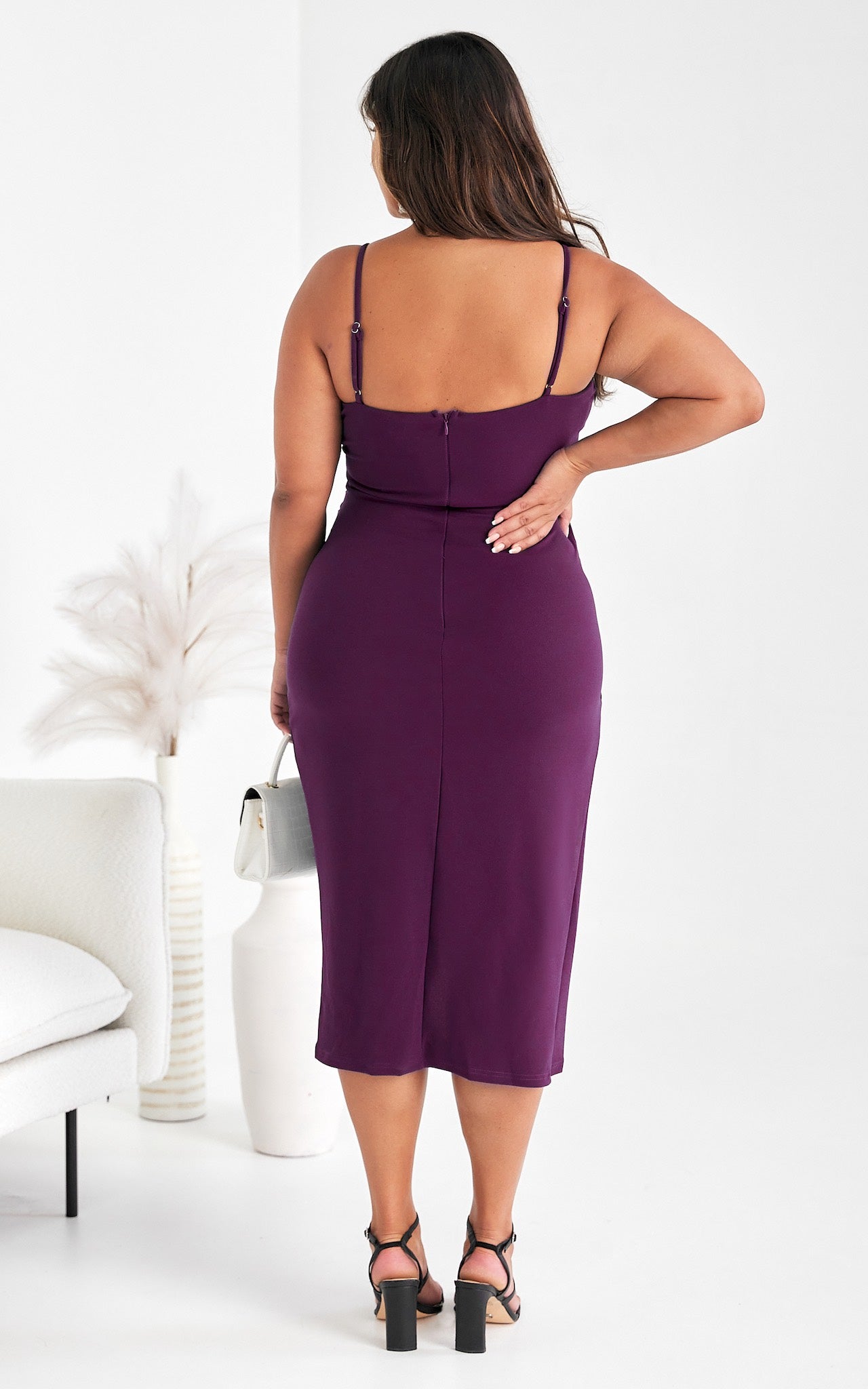 Evangeline Midi Dress - Magenta Purple