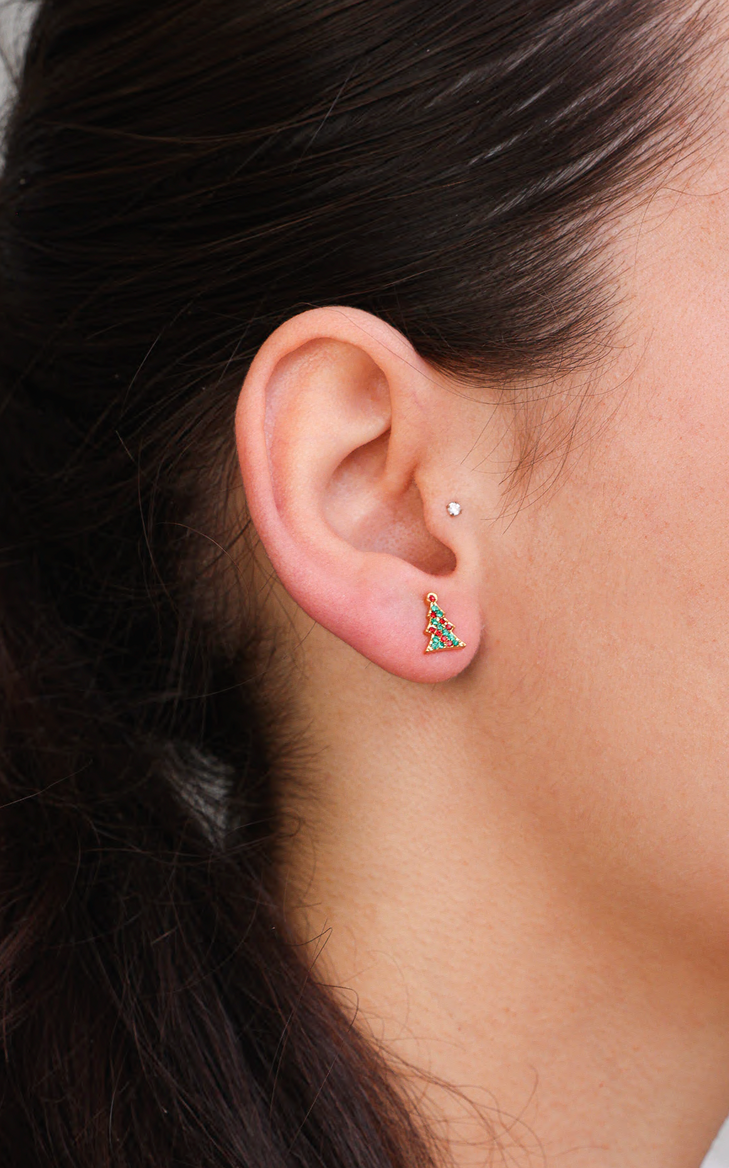 Evergreen Bauble Stud Earrings - Green Tree Ball