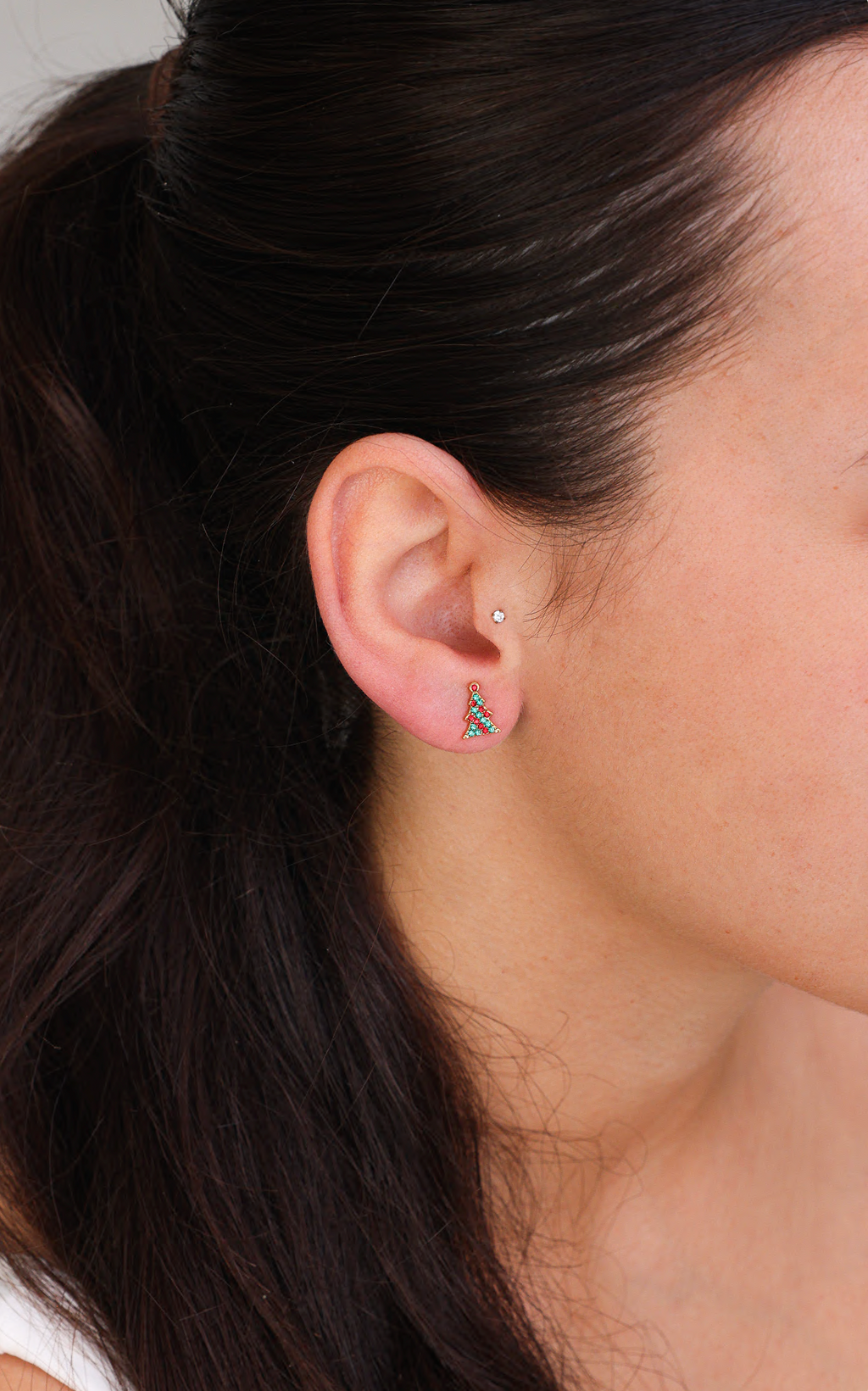 Evergreen Bauble Stud Earrings - Green Tree Ball