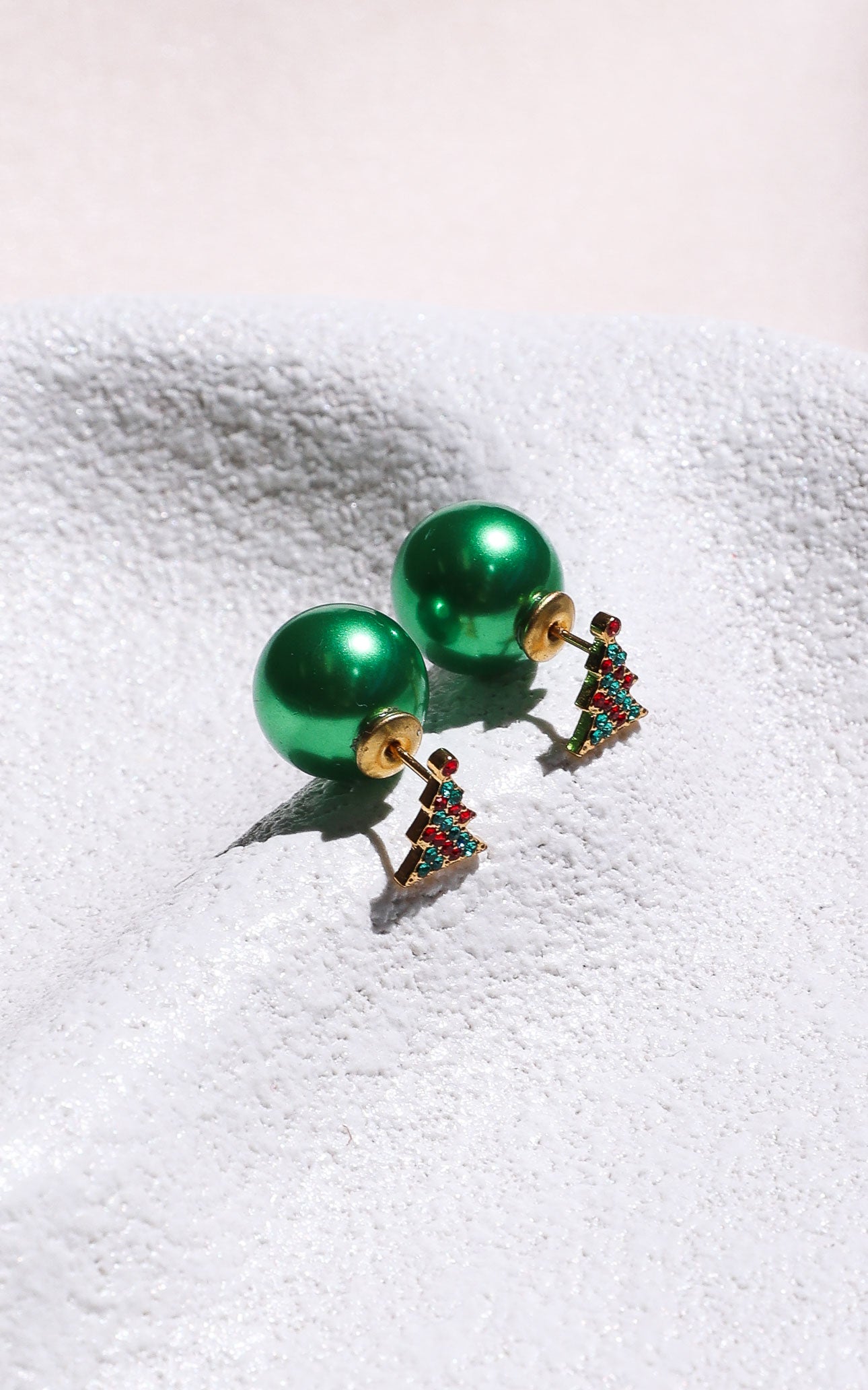 Evergreen Bauble Stud Earrings - Green Tree Ball