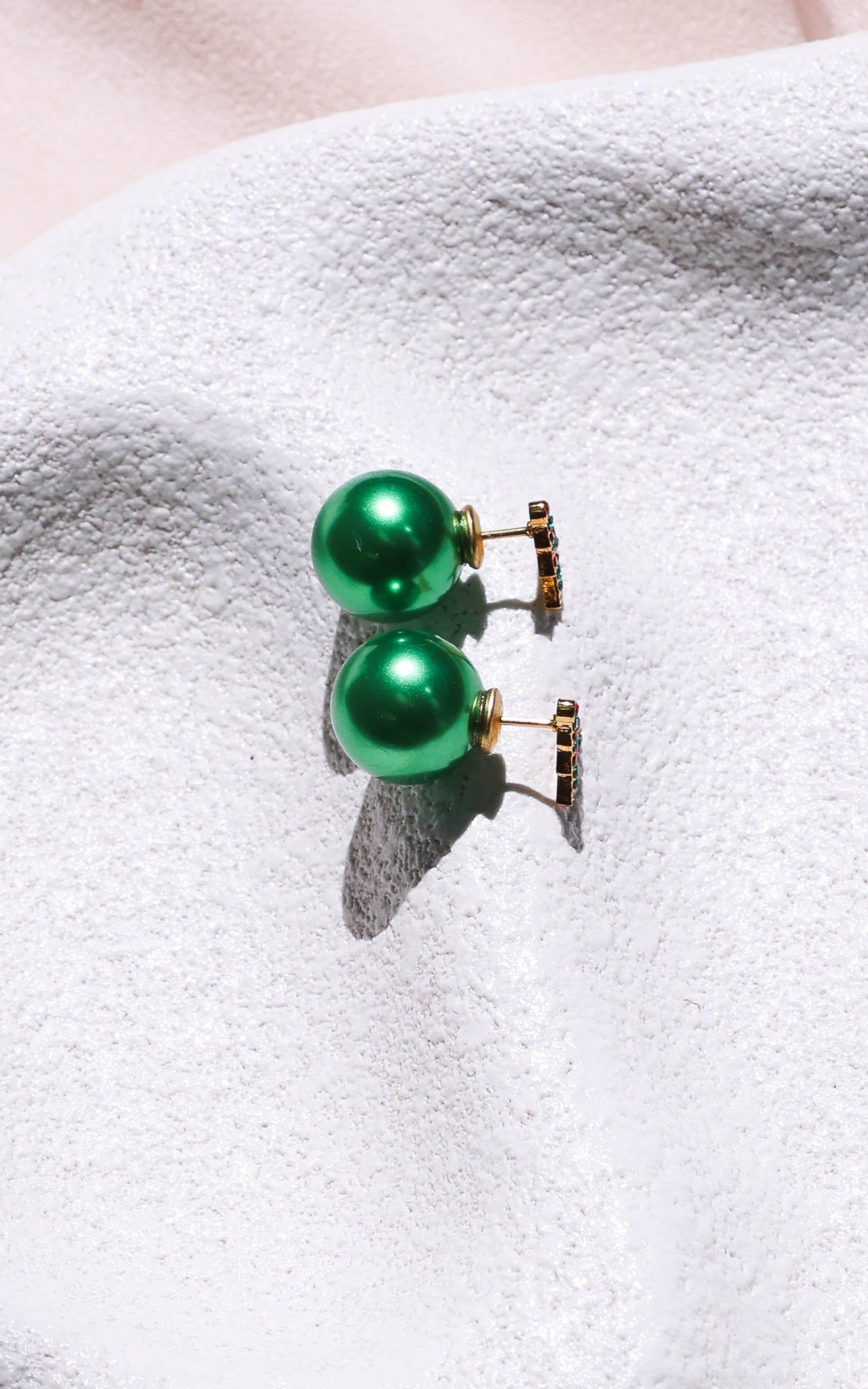 Evergreen Bauble Stud Earrings - Green Tree Ball