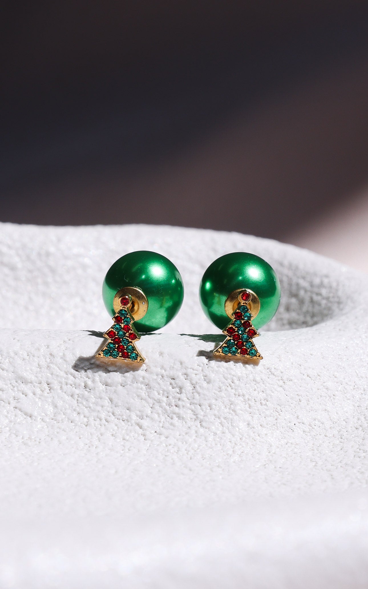 Evergreen Bauble Stud Earrings - Green Tree Ball