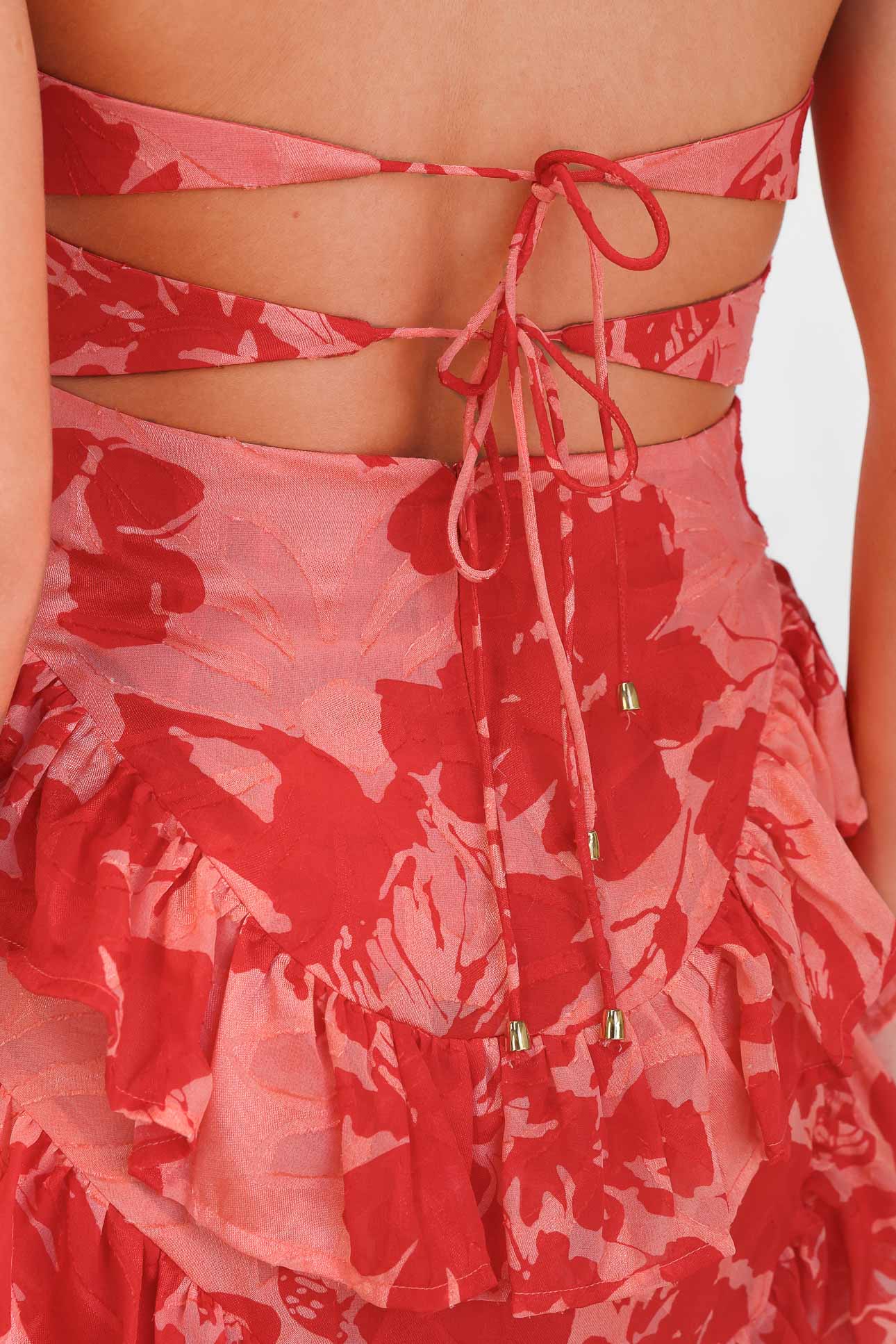 Everly Mini Dress - Coral Red Floral