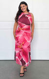 Evoke Mesh Maxi Dress - Wine Pink Floral