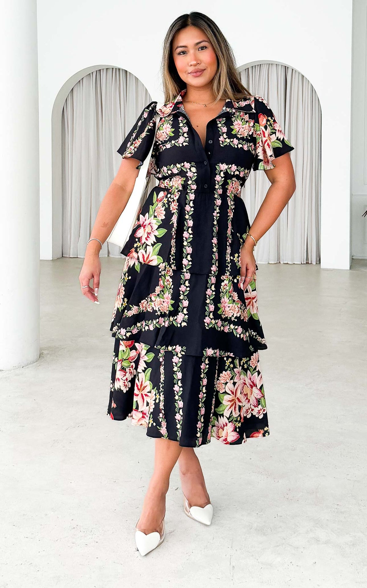 Elliette Maxi Dress - Black Multi Floral
