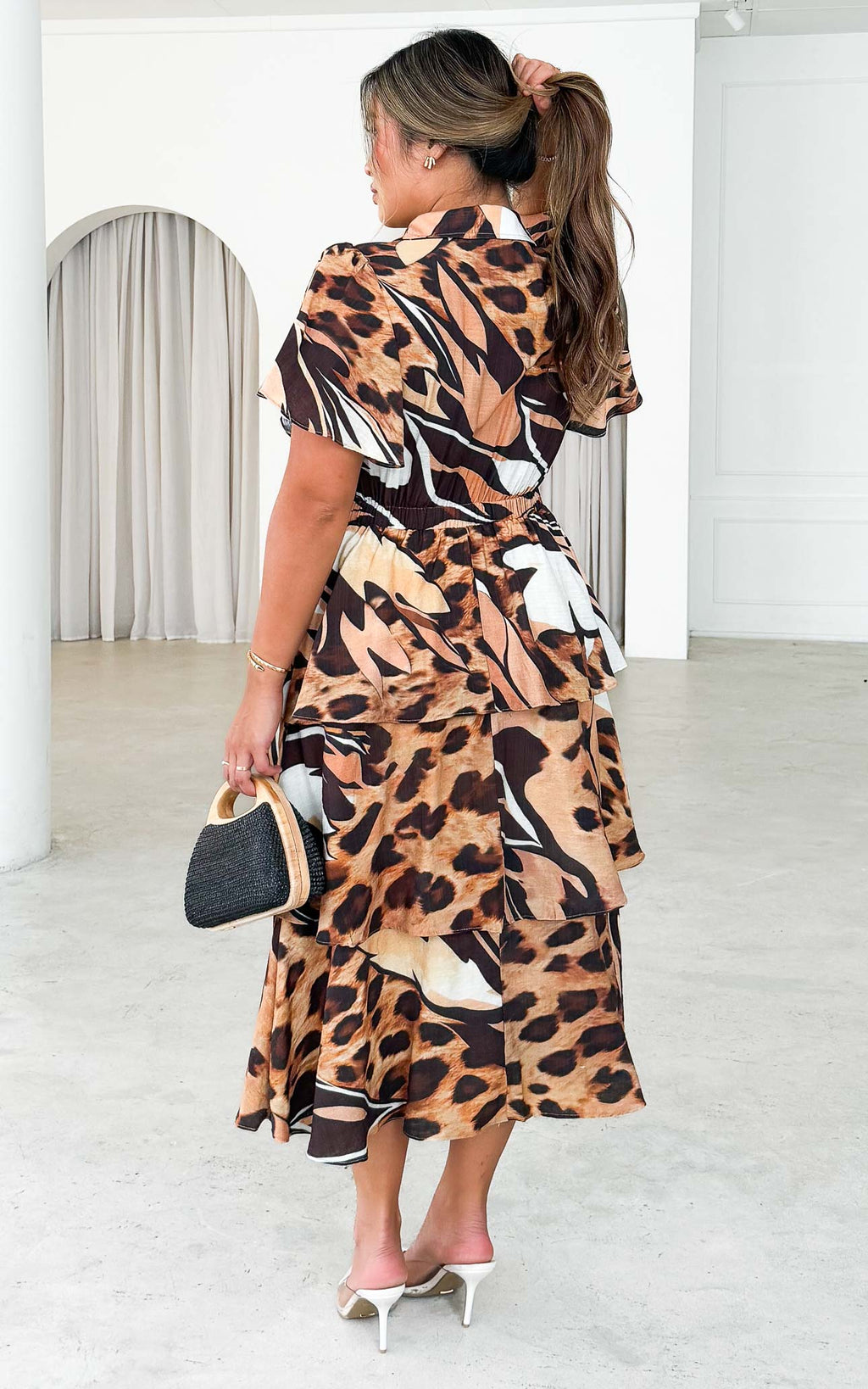 Elliette Midi Dress - Leopard Multi Print