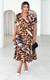 Elliette Midi Dress - Leopard Multi Print