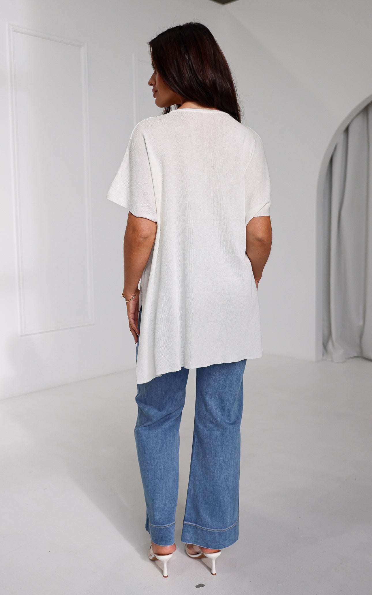 Evianna Diamante Knit Top - White
