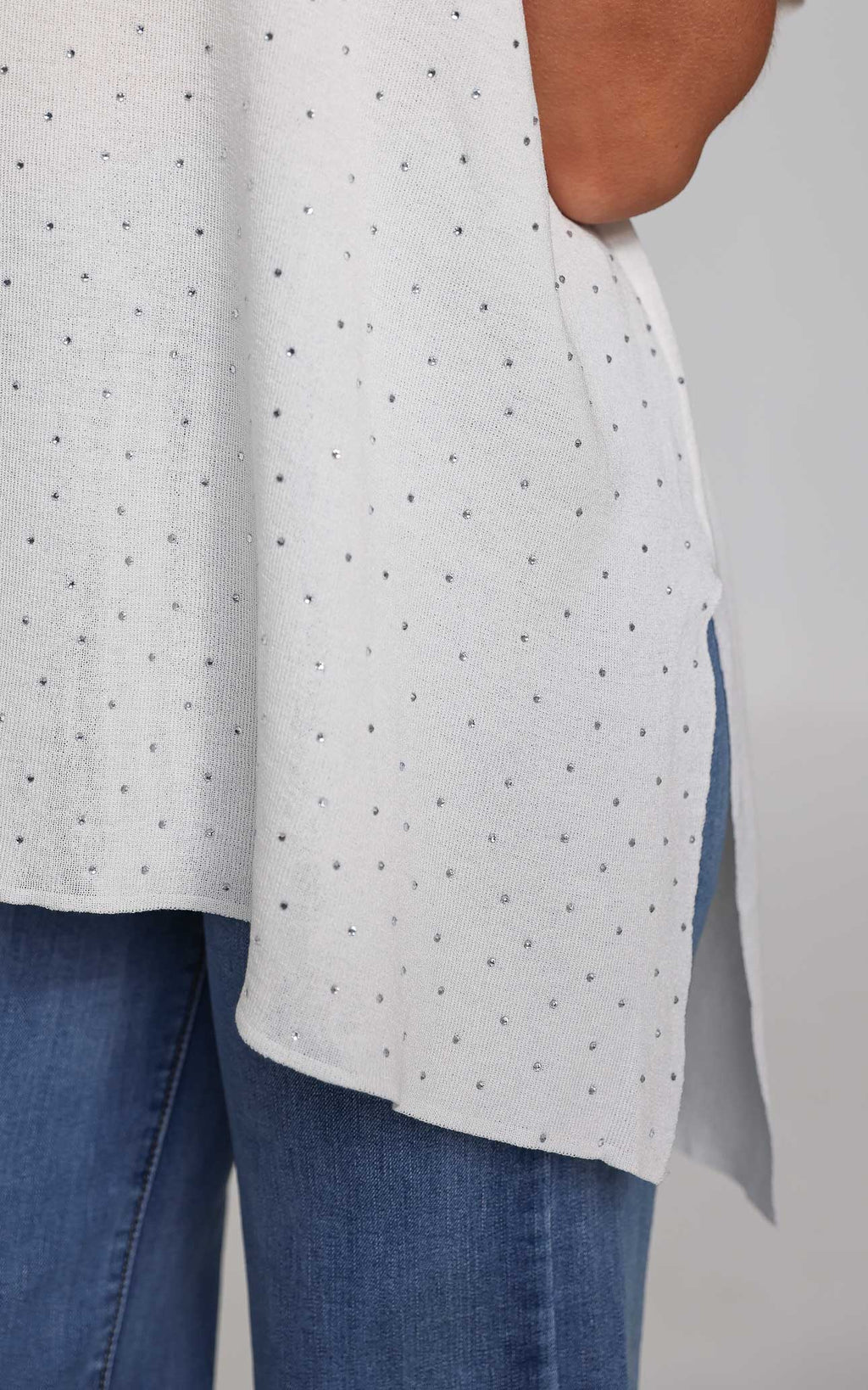 Evianna Diamante Knit Top - White