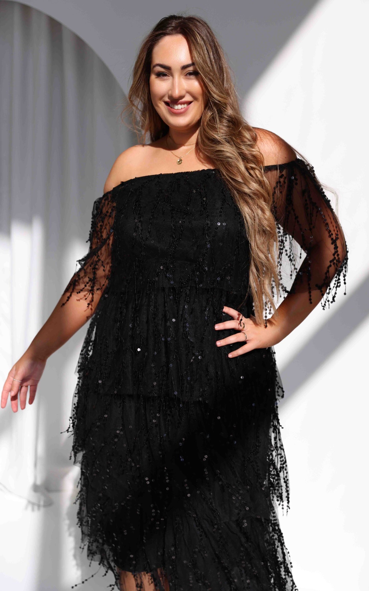 Fantango Maxi Dress - Black Sequin