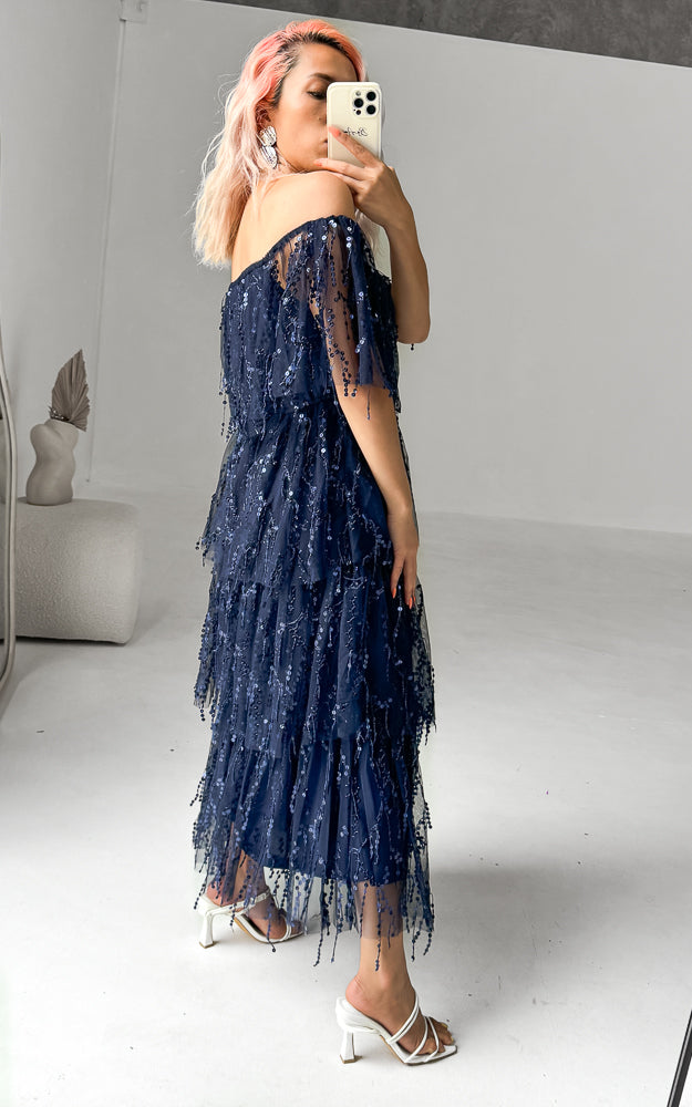 Fantango Maxi Dress - Navy Sequin