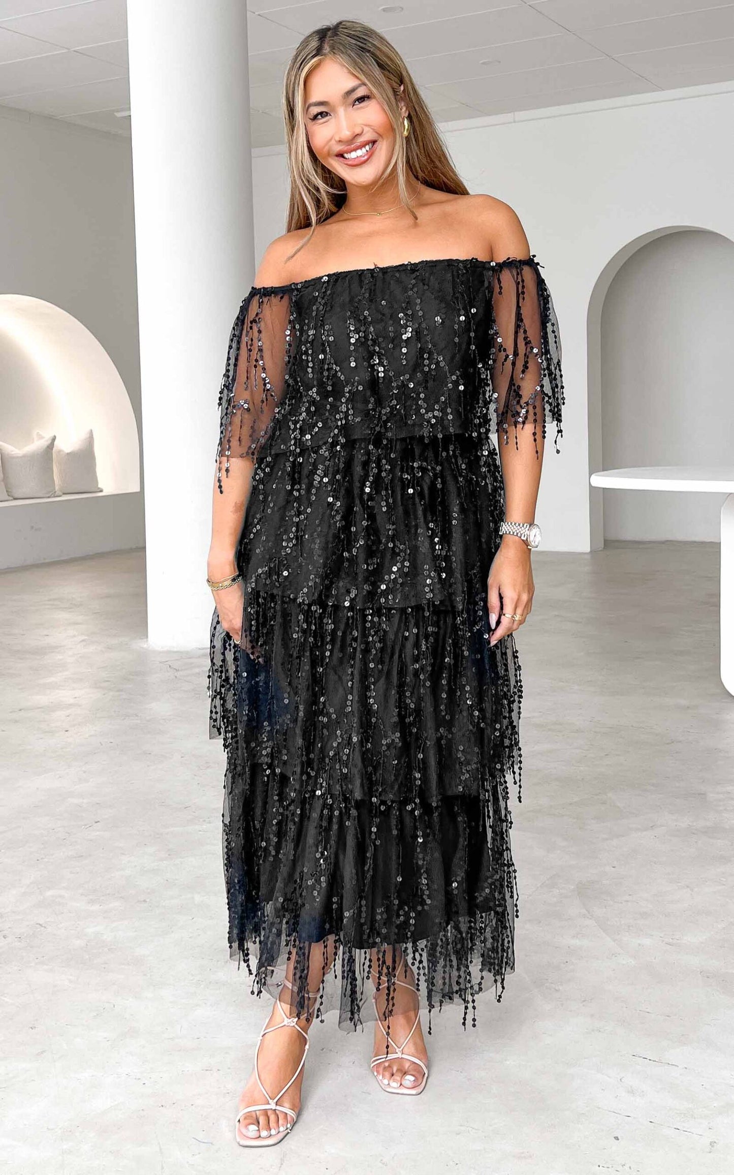 Fantango Maxi Dress - Black Sequin