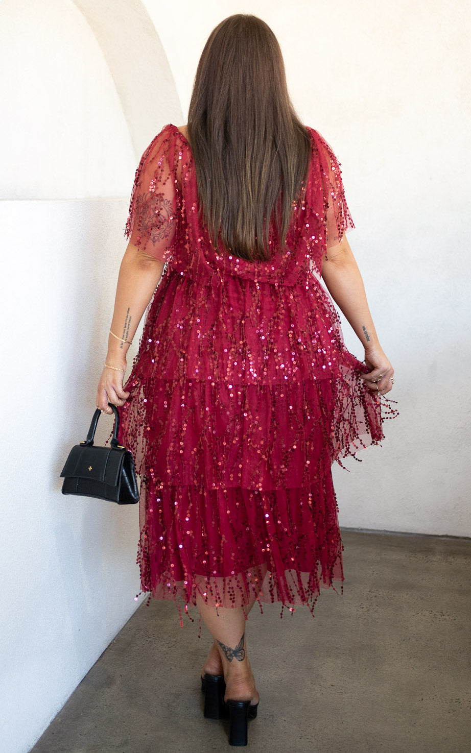 Fantango Maxi Dress - Wine Sequin