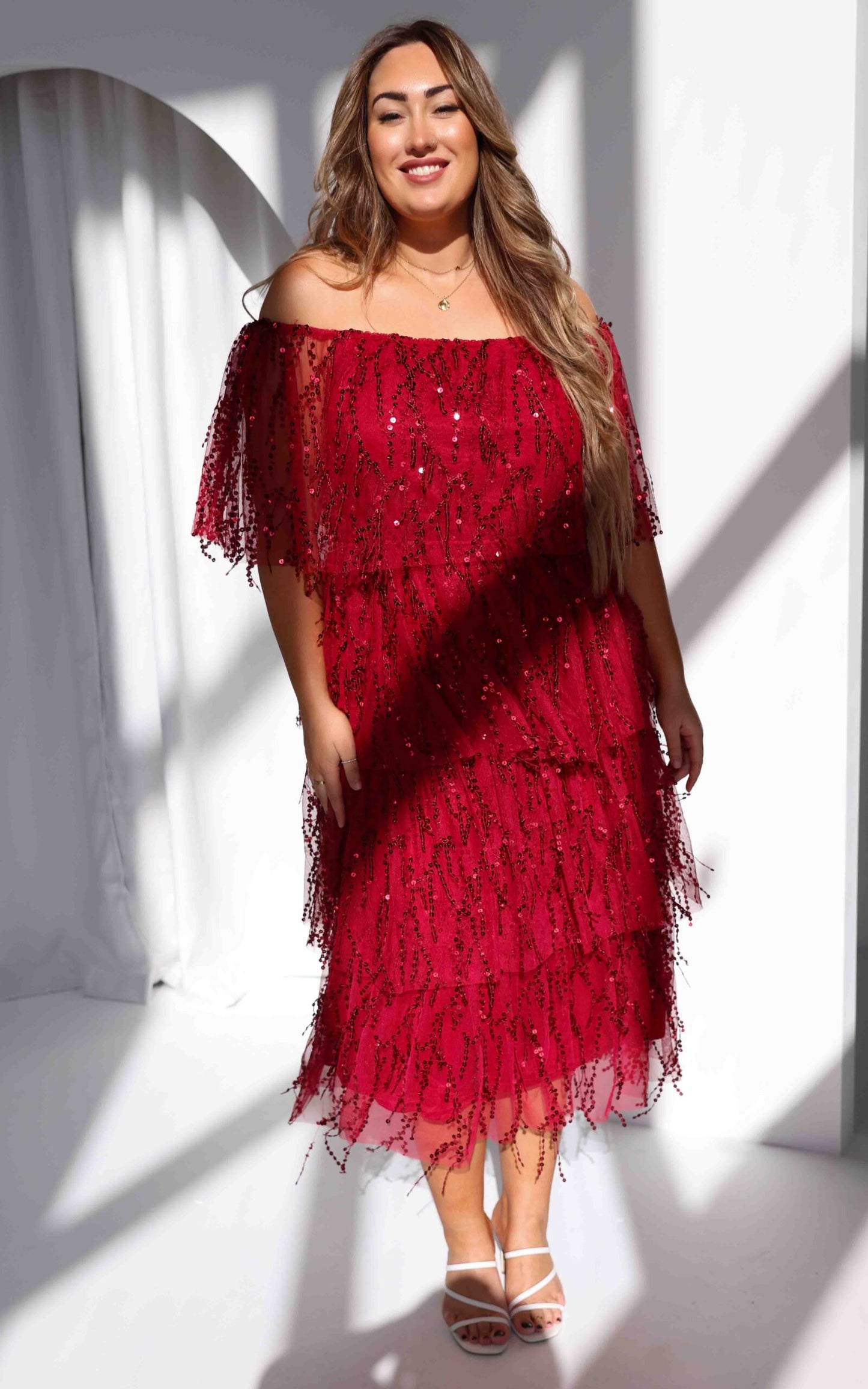 Fantango Maxi Dress - Wine Sequin