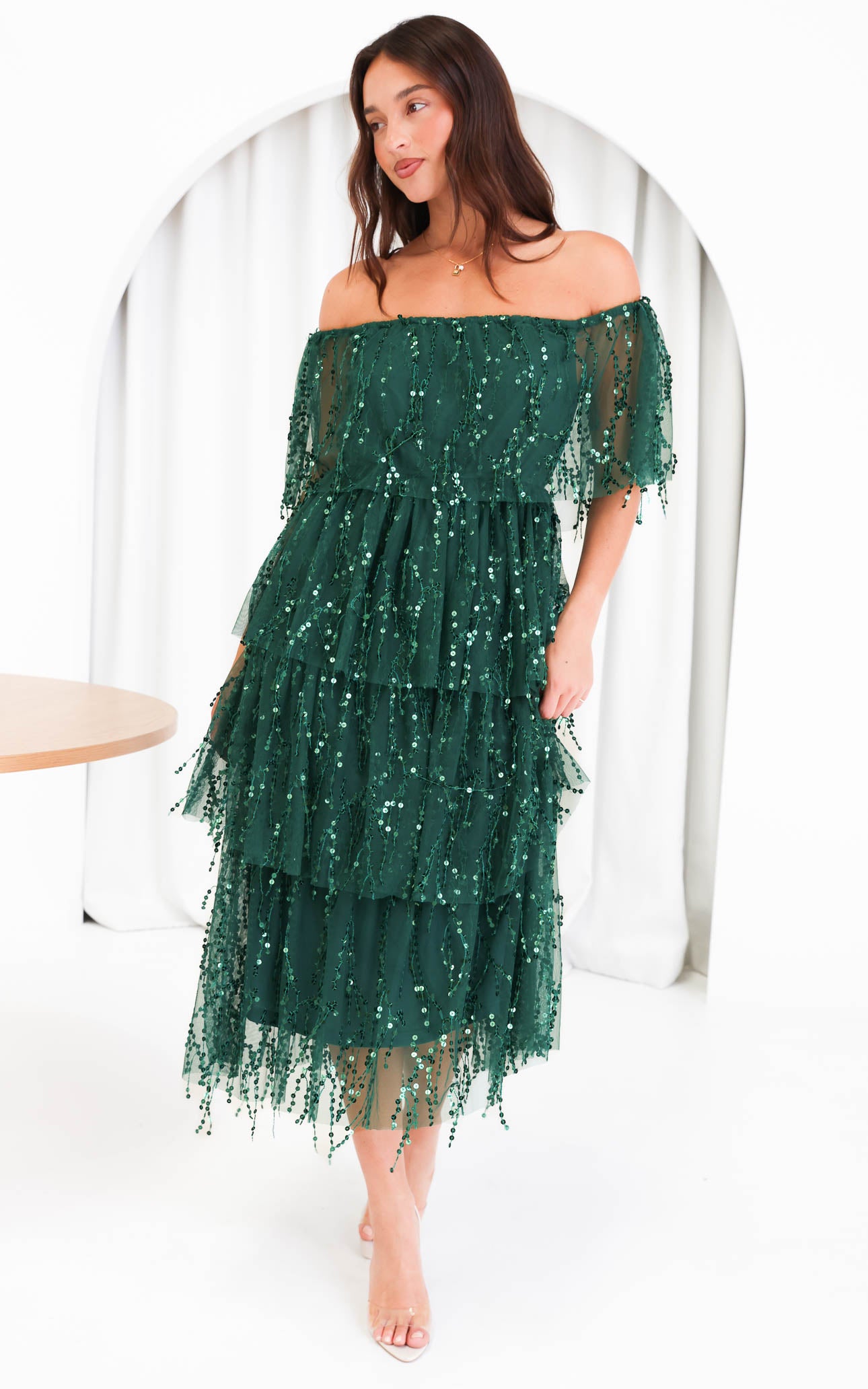 (Preorder) Fantango Maxi Dress - Emerald Sequin