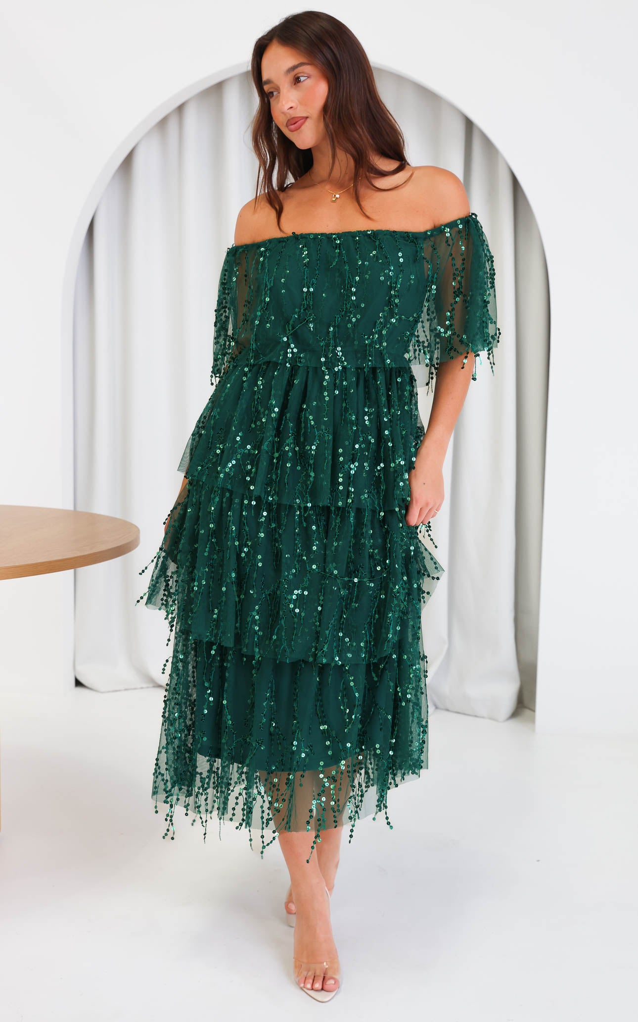 Fantango Maxi Dress - Emerald Sequin