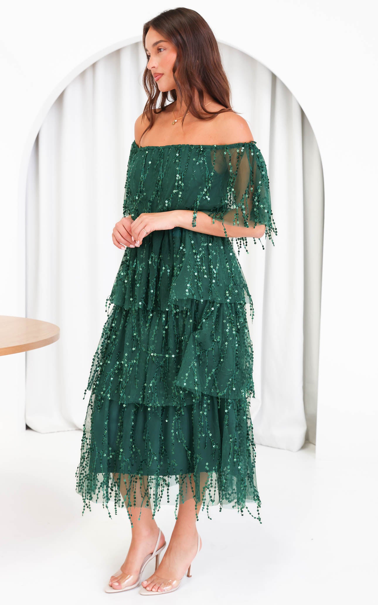 (Preorder) Fantango Maxi Dress - Emerald Sequin