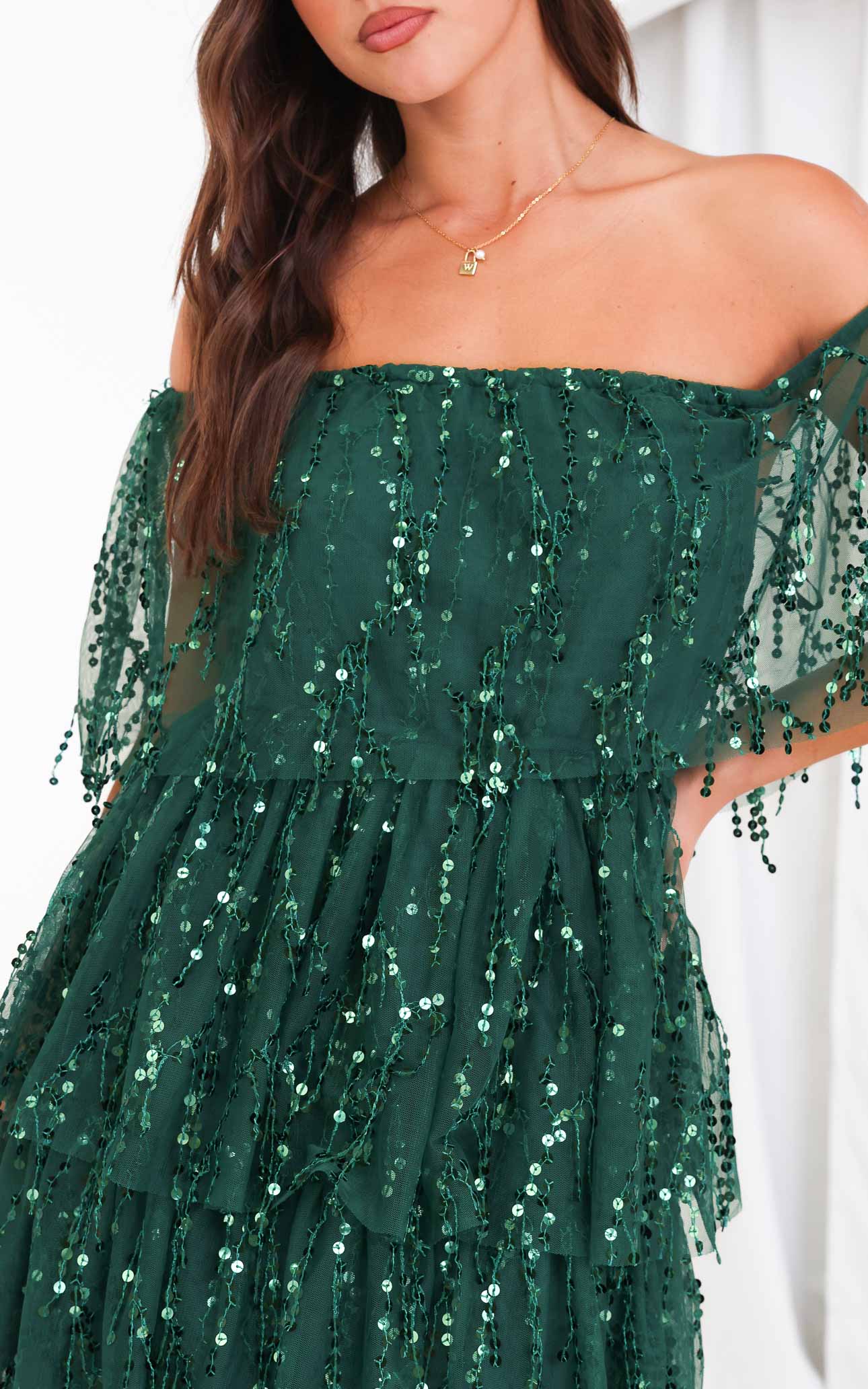 (Preorder) Fantango Maxi Dress - Emerald Sequin