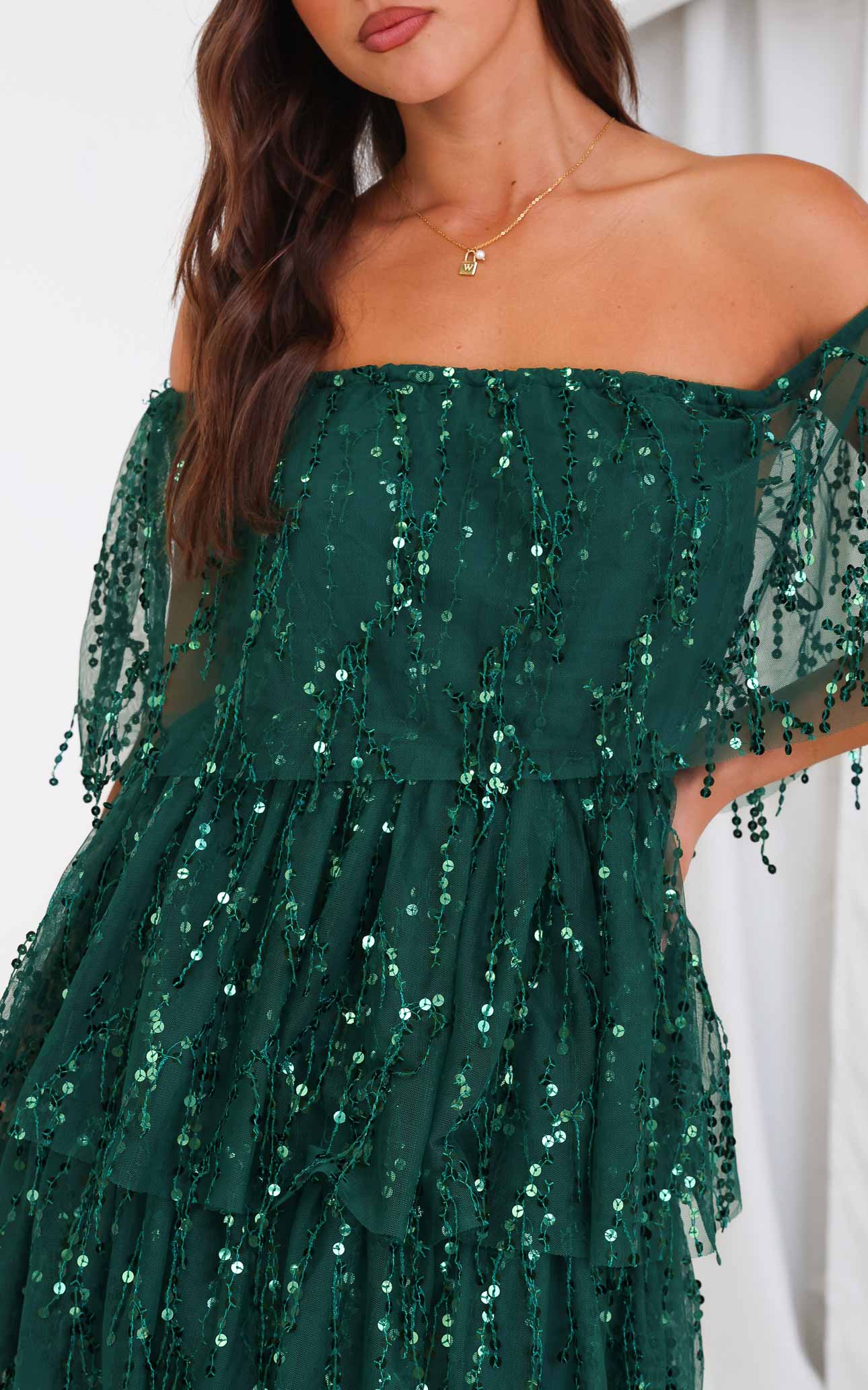 Fantango Maxi Dress - Emerald Sequin