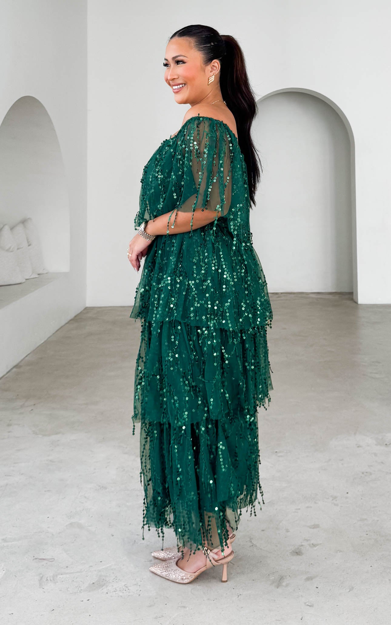 Fantango Maxi Dress - Emerald Sequin