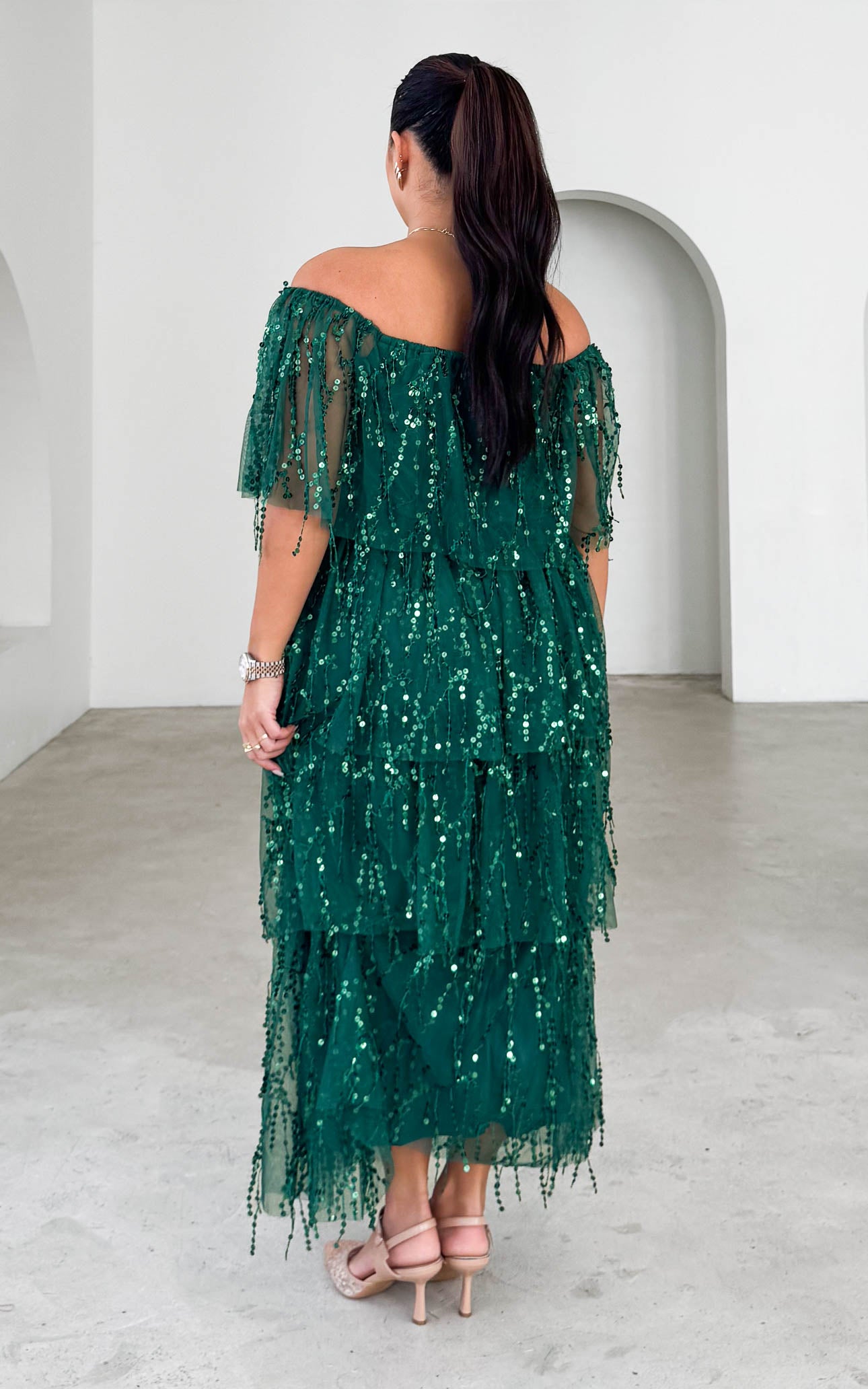 Fantango Maxi Dress - Emerald Sequin