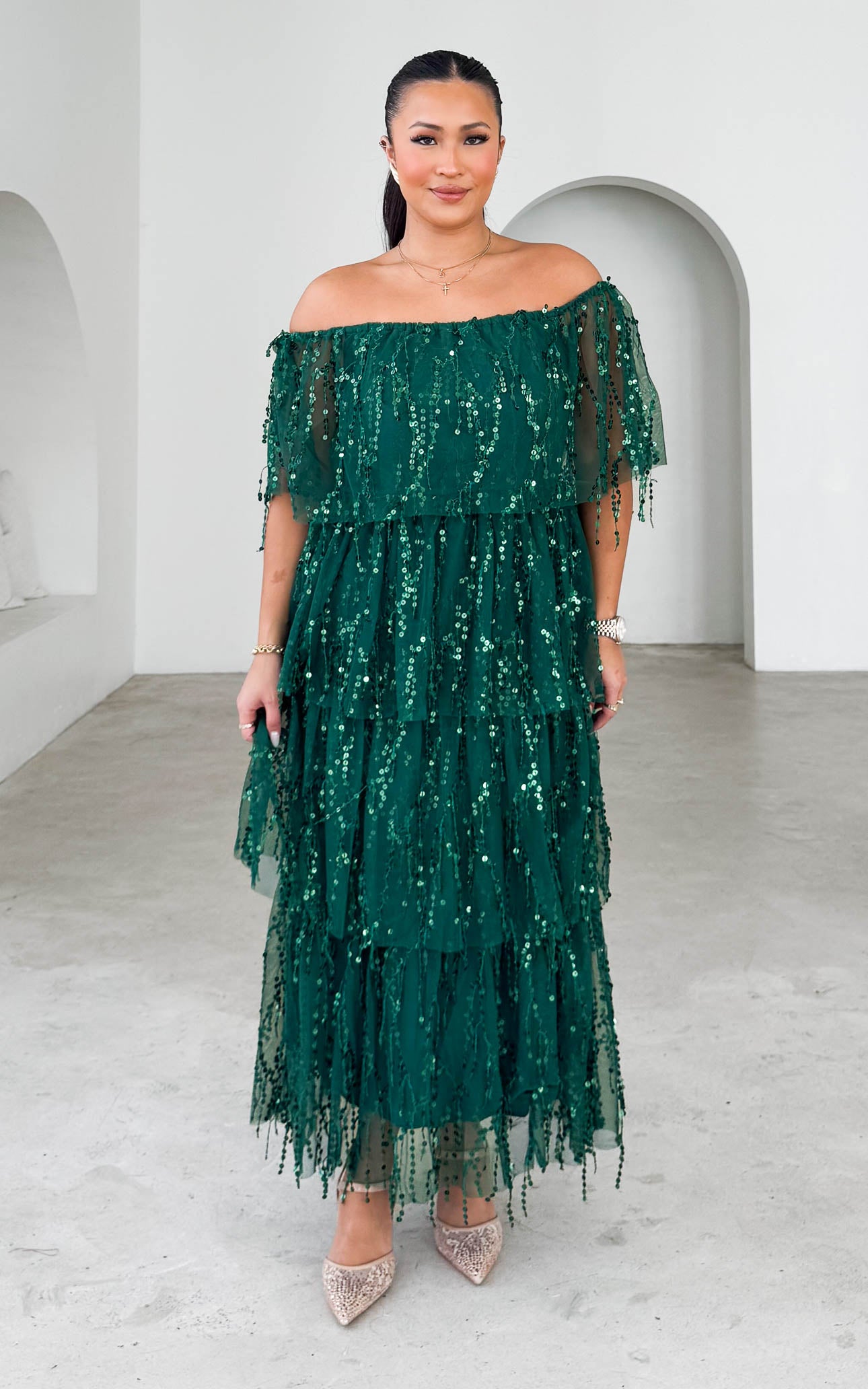 Fantango Maxi Dress - Emerald Sequin