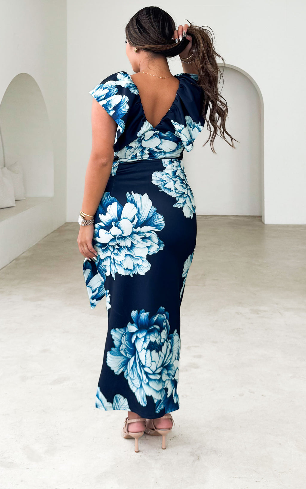 Fredrika Midi Dress - Navy Blue Floral