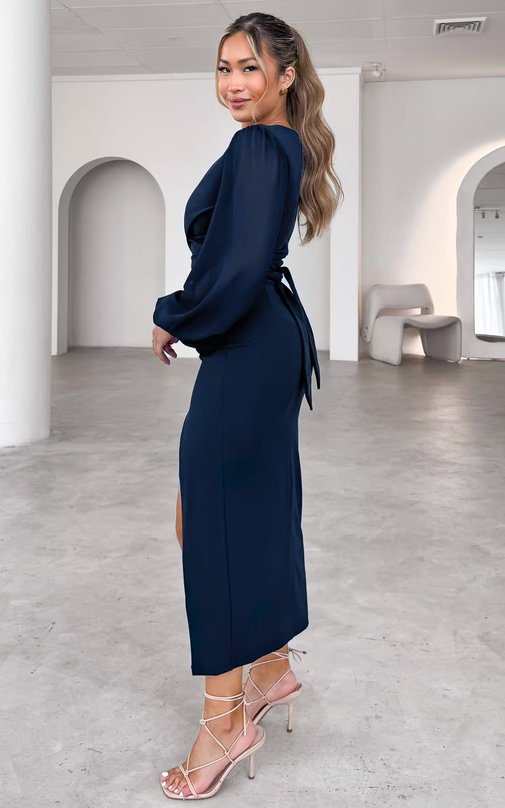 Fergus Midi Dress - Navy