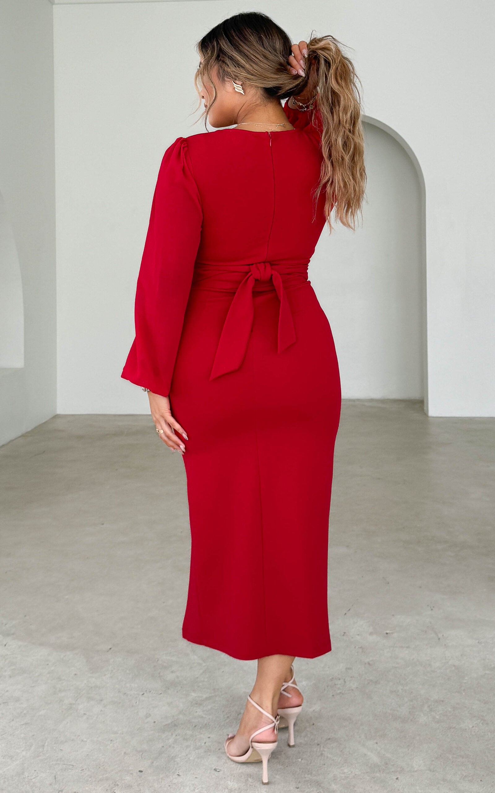 Fergus Midi Dress - Red
