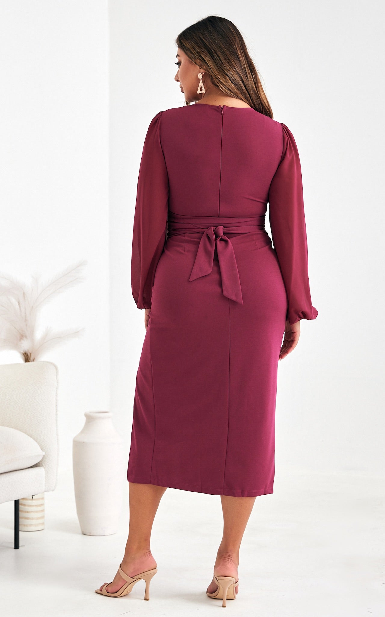 Fergus Midi Dress - Magenta