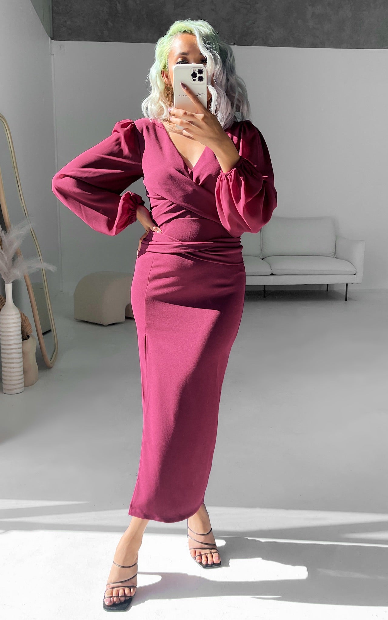 Fergus Midi Dress - Magenta