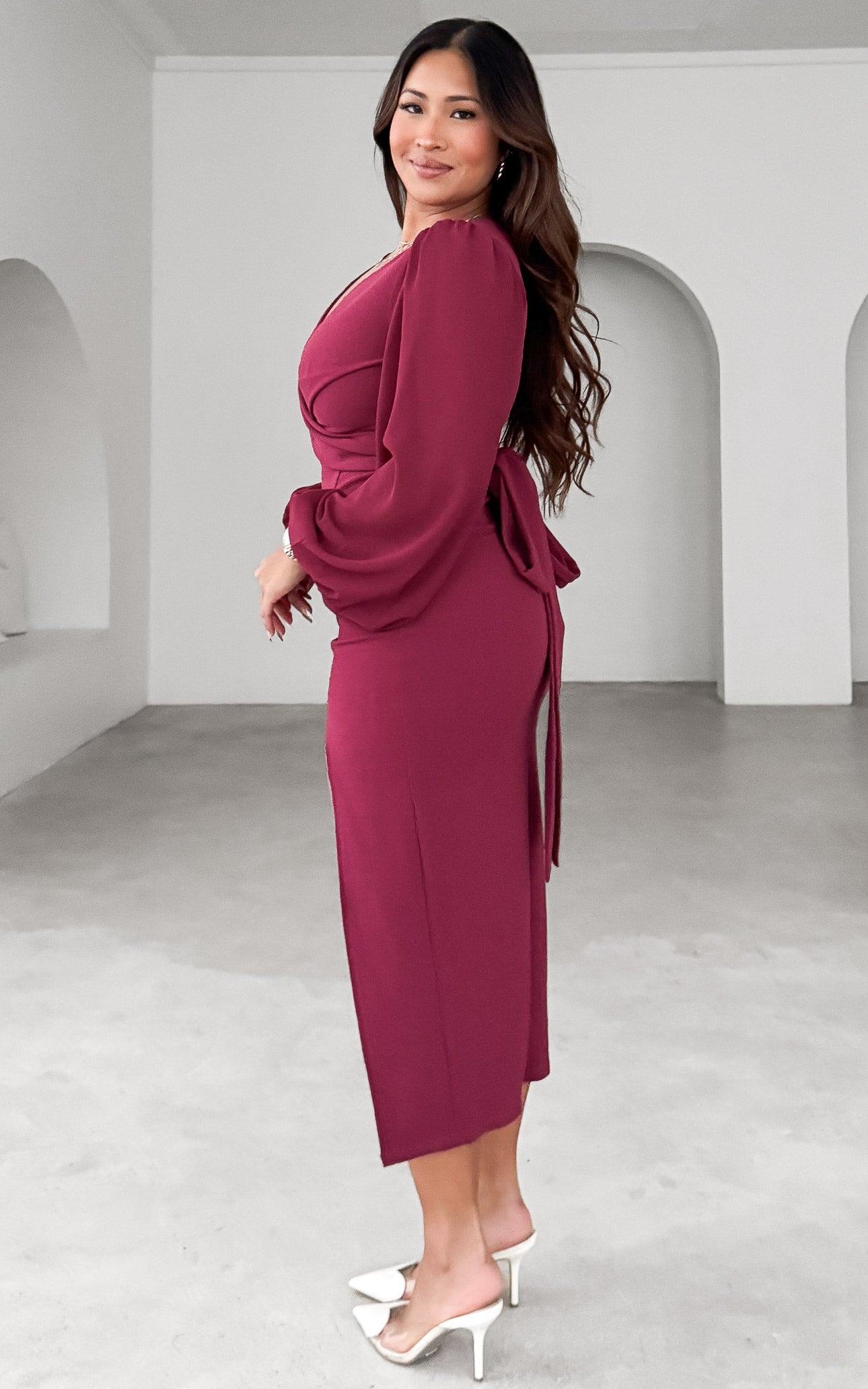 Fergus Midi Dress - Magenta