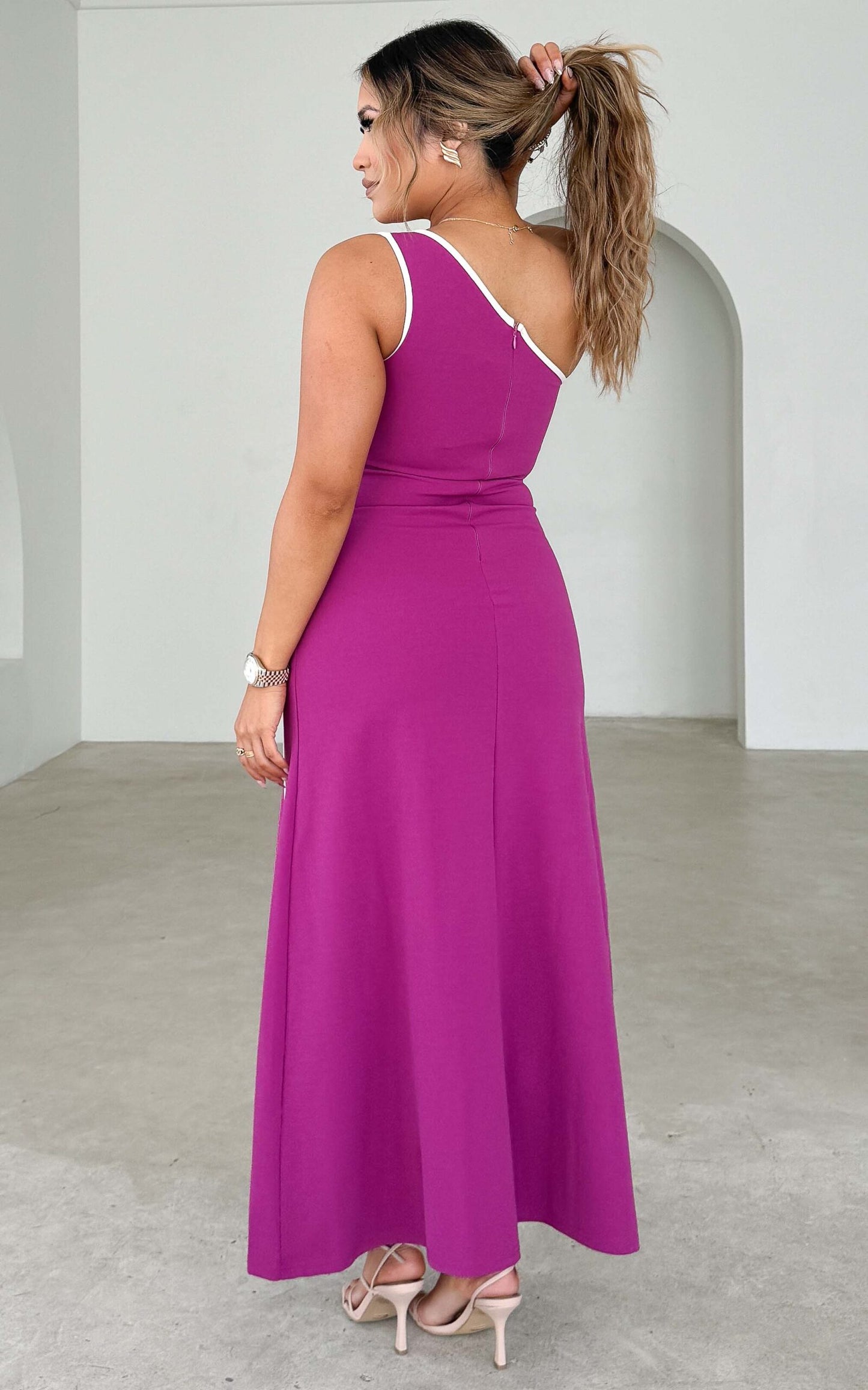 Finlee Maxi Dress - Purple Plum White