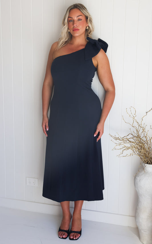 Finlee Bow Maxi Dress - Navy Black