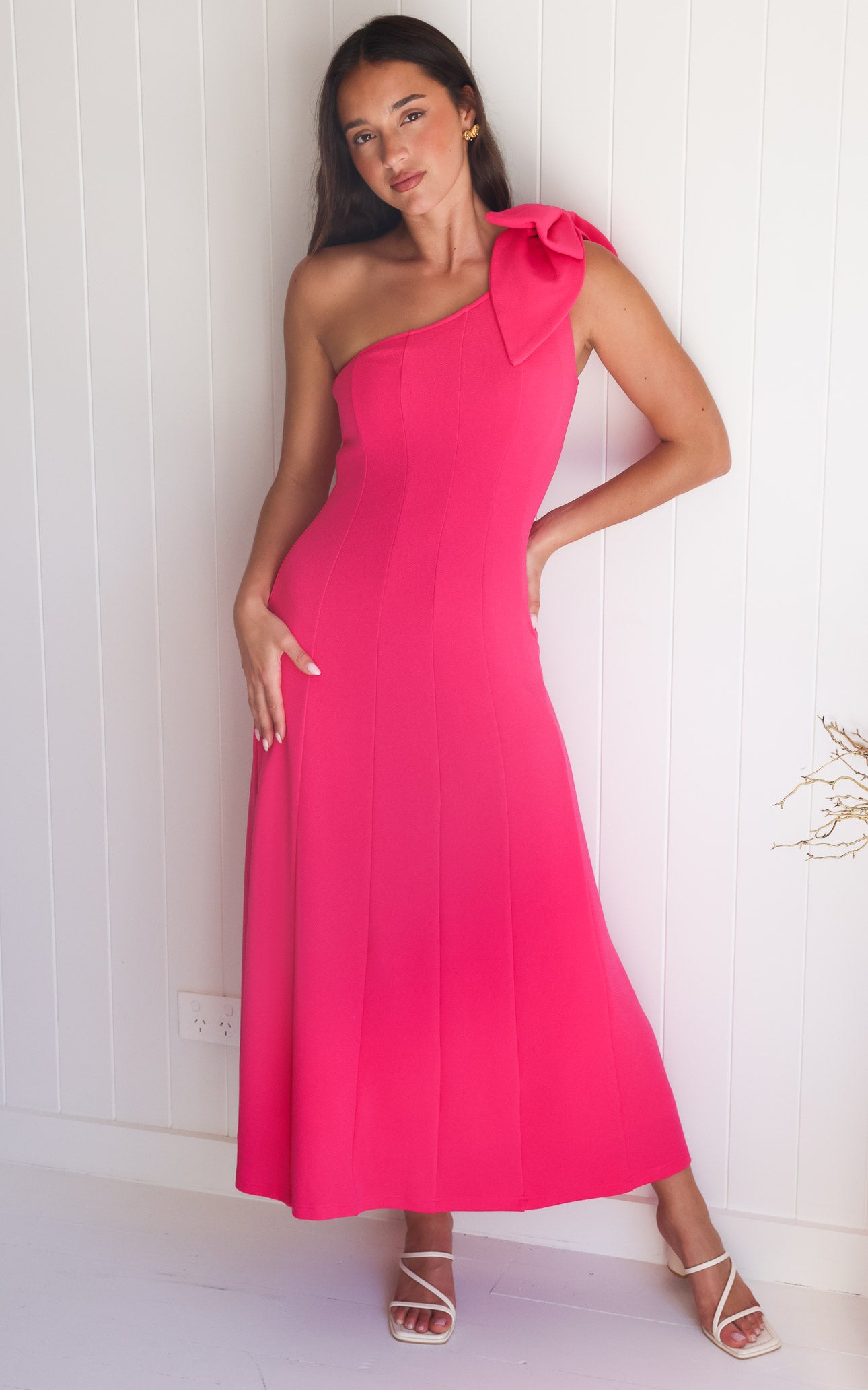 Finlee Bow Maxi Dress - Hot Pink
