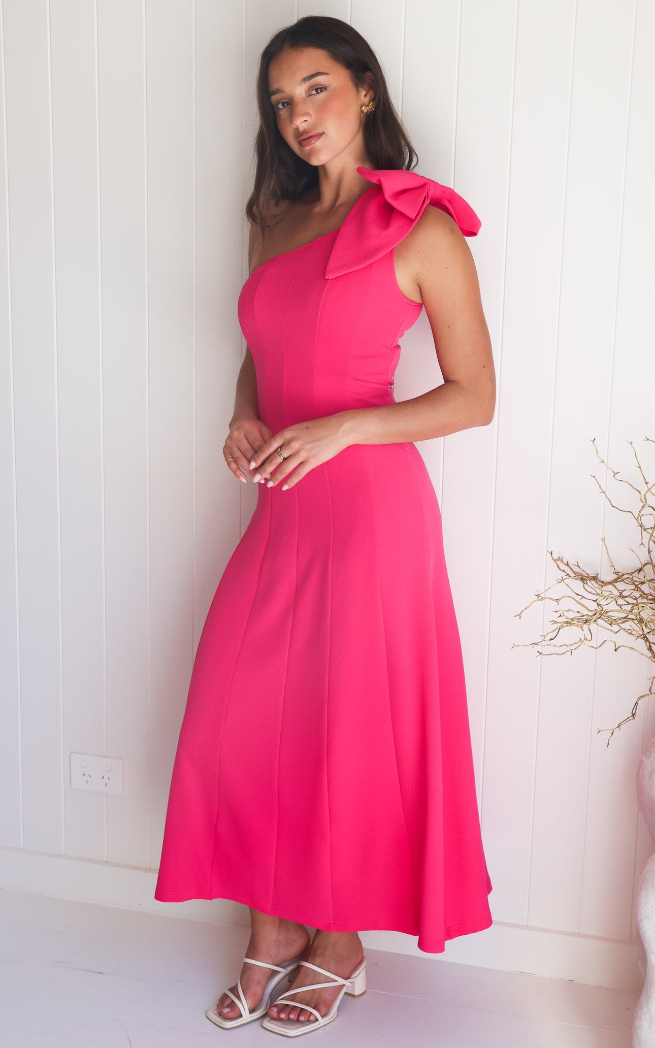 Finlee Bow Maxi Dress - Hot Pink