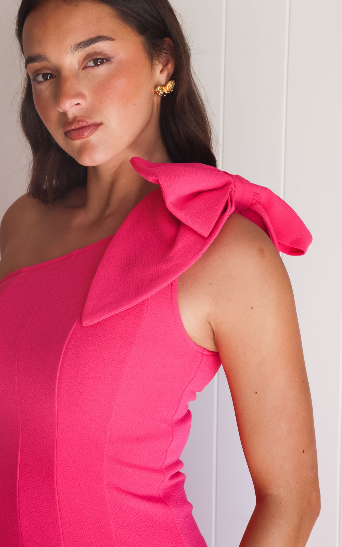 Finlee Bow Maxi Dress - Hot Pink