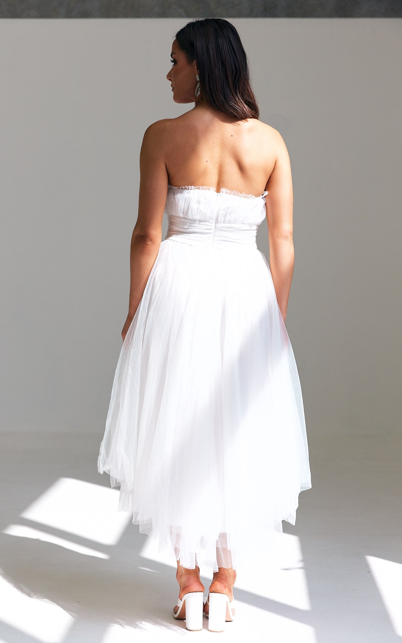 Fiona Tulle Midi Dress - White