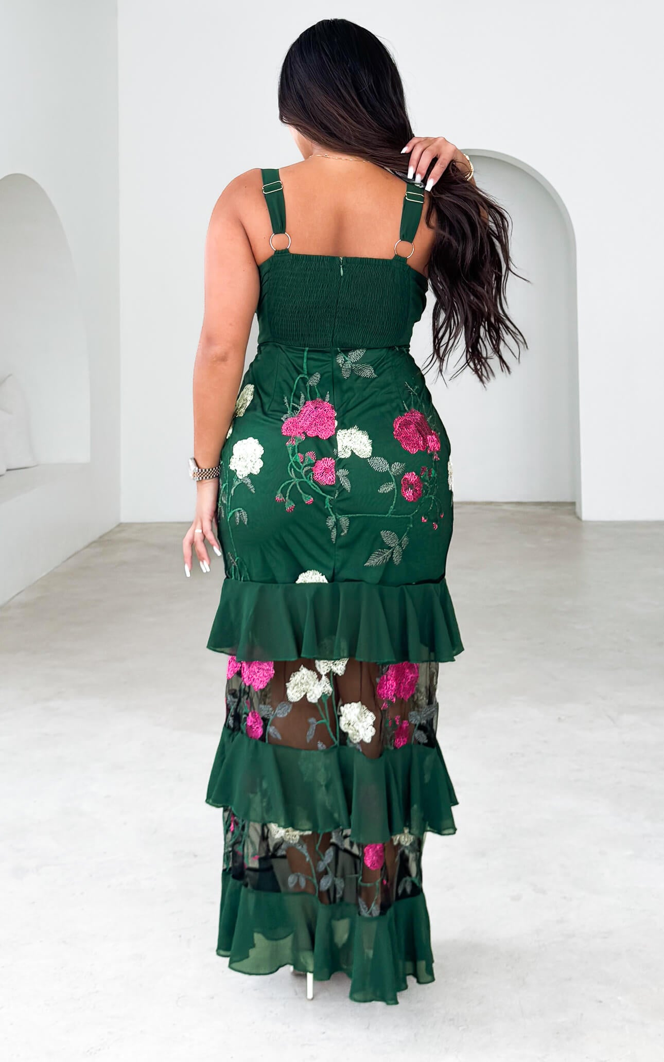 Fiorentina Maxi Dress - Emerald Green Floral