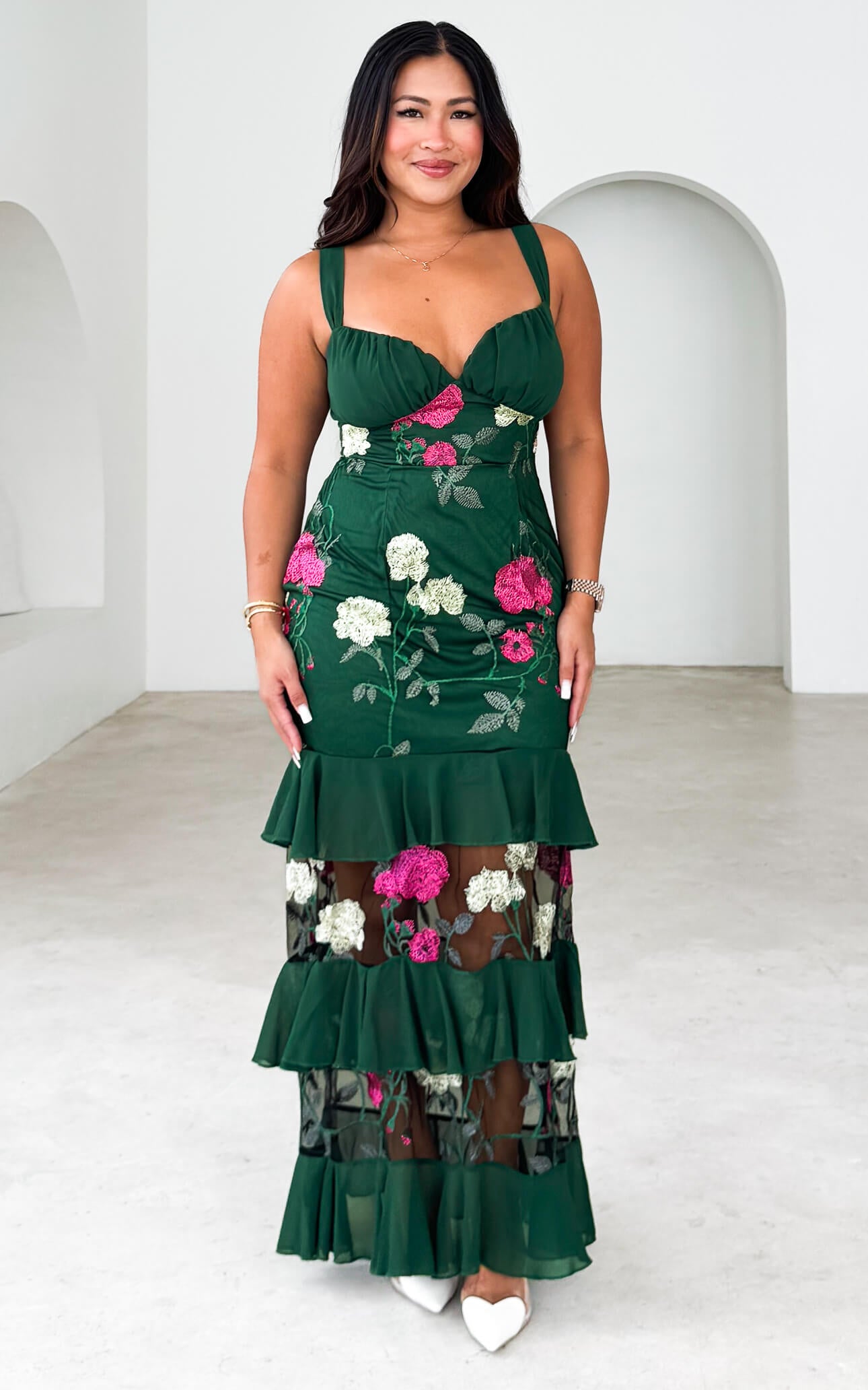 Fiorentina Maxi Dress - Emerald Green Floral