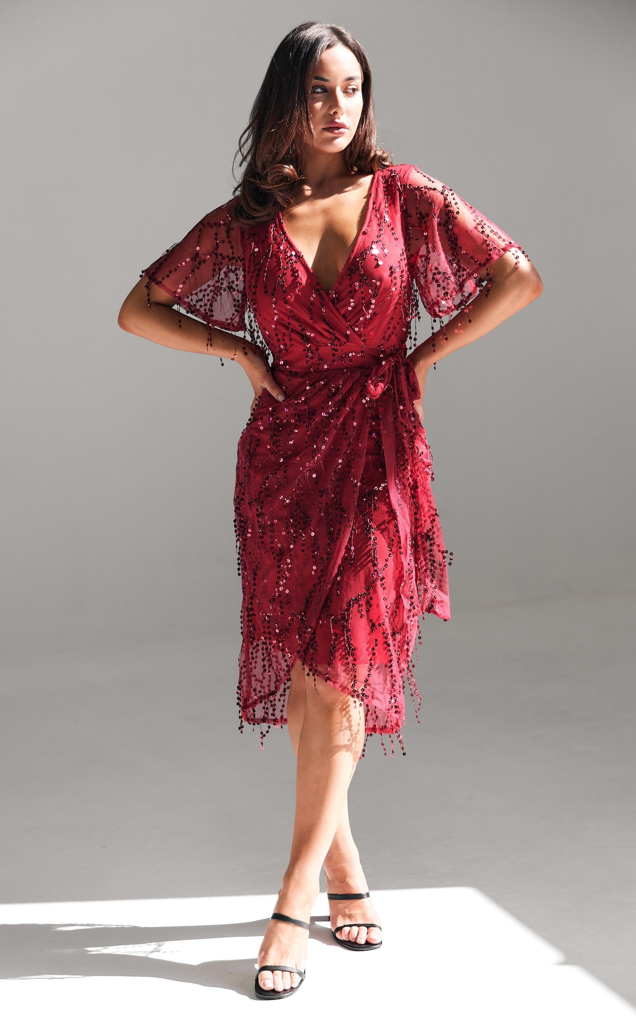 Fireworks Midi Dress - Wine