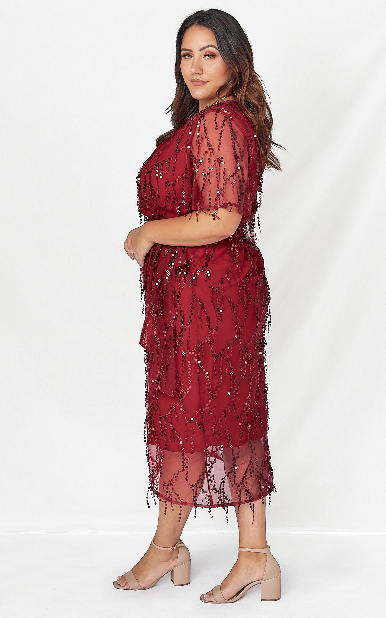 Fireworks Midi Dress - Wine